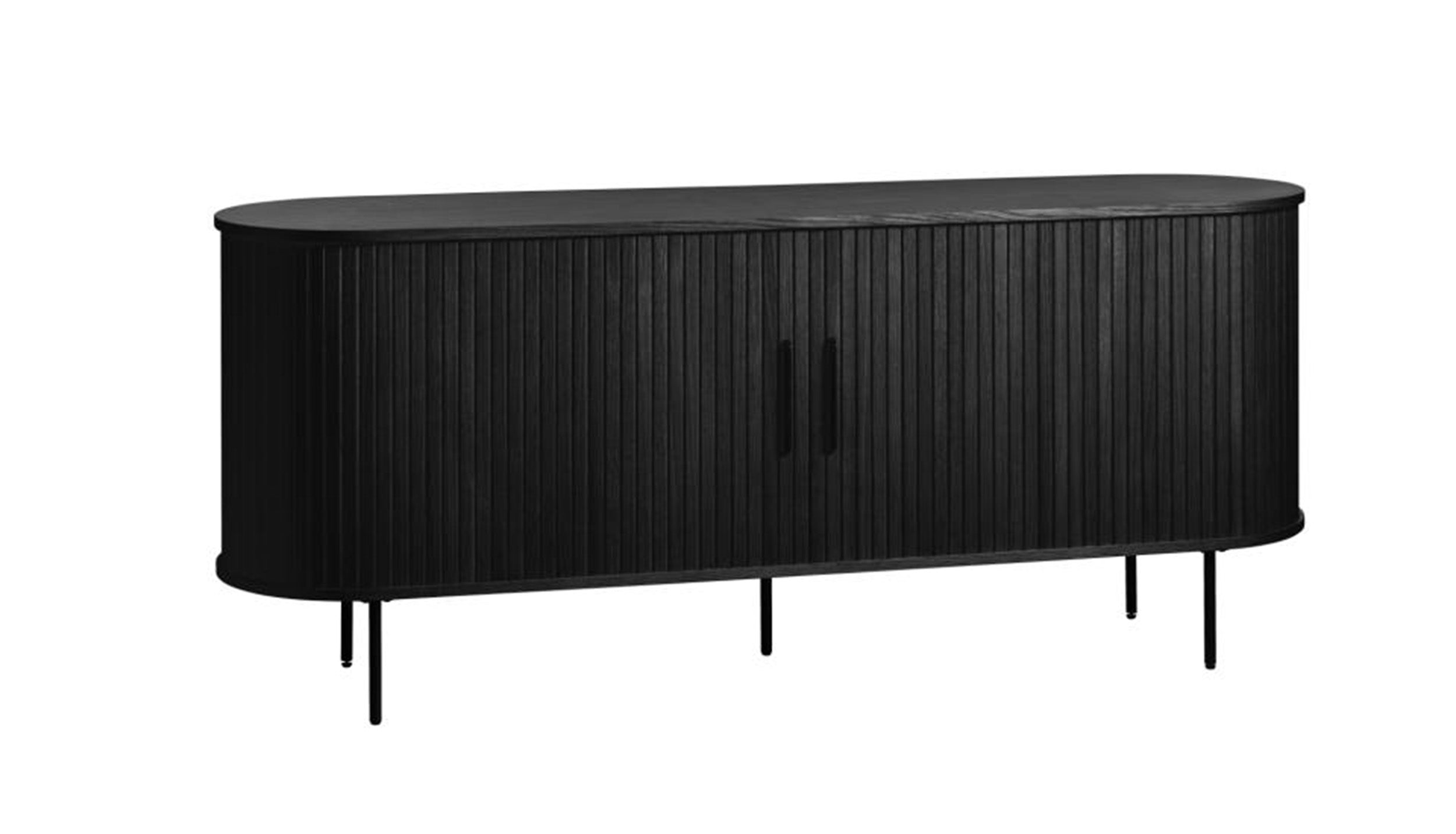 Kommode Gativel Lamellen 180 cm schwarzer Eiche