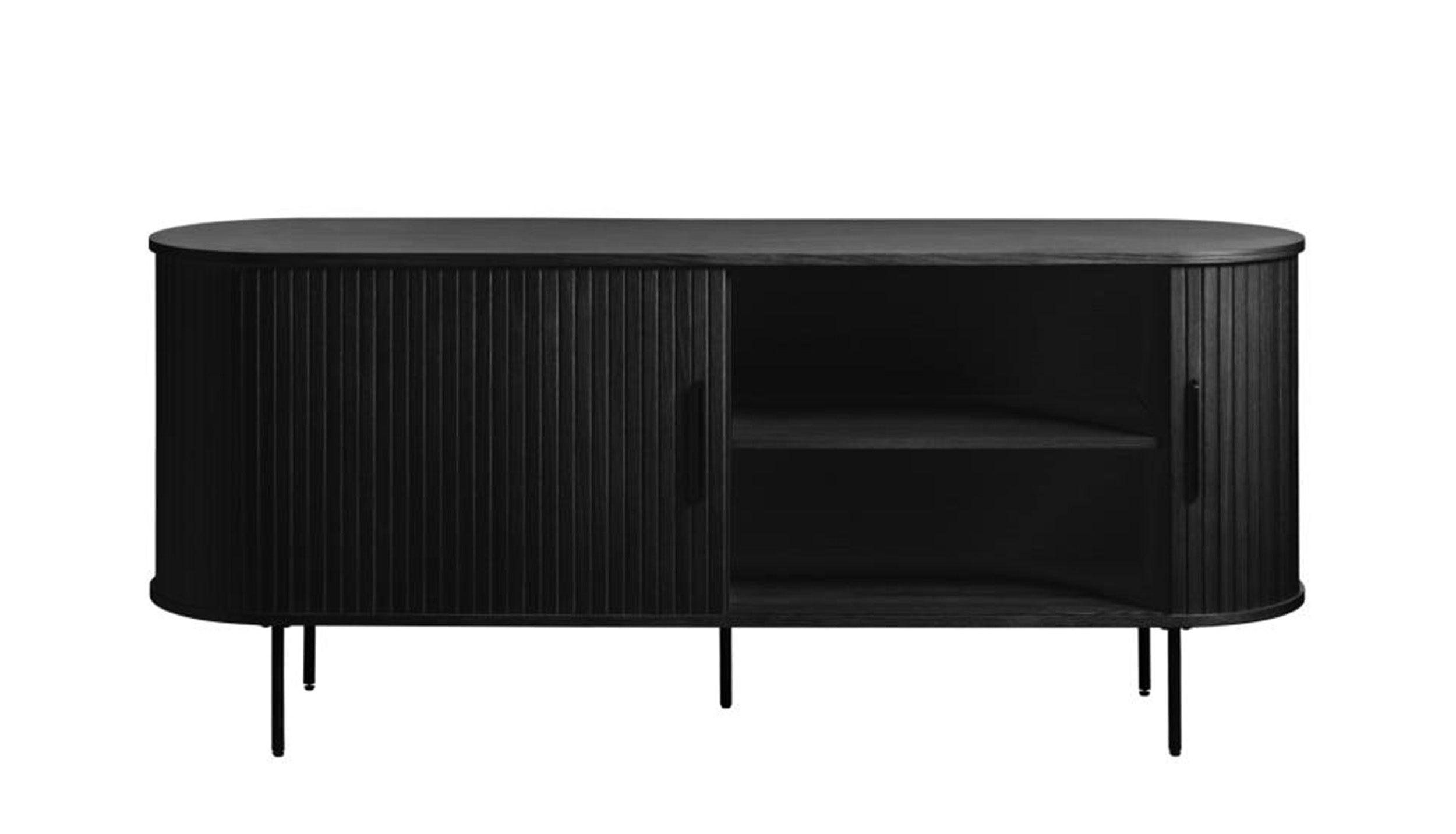 Kommode Gativel Lamellen 180 cm schwarzer Eiche
