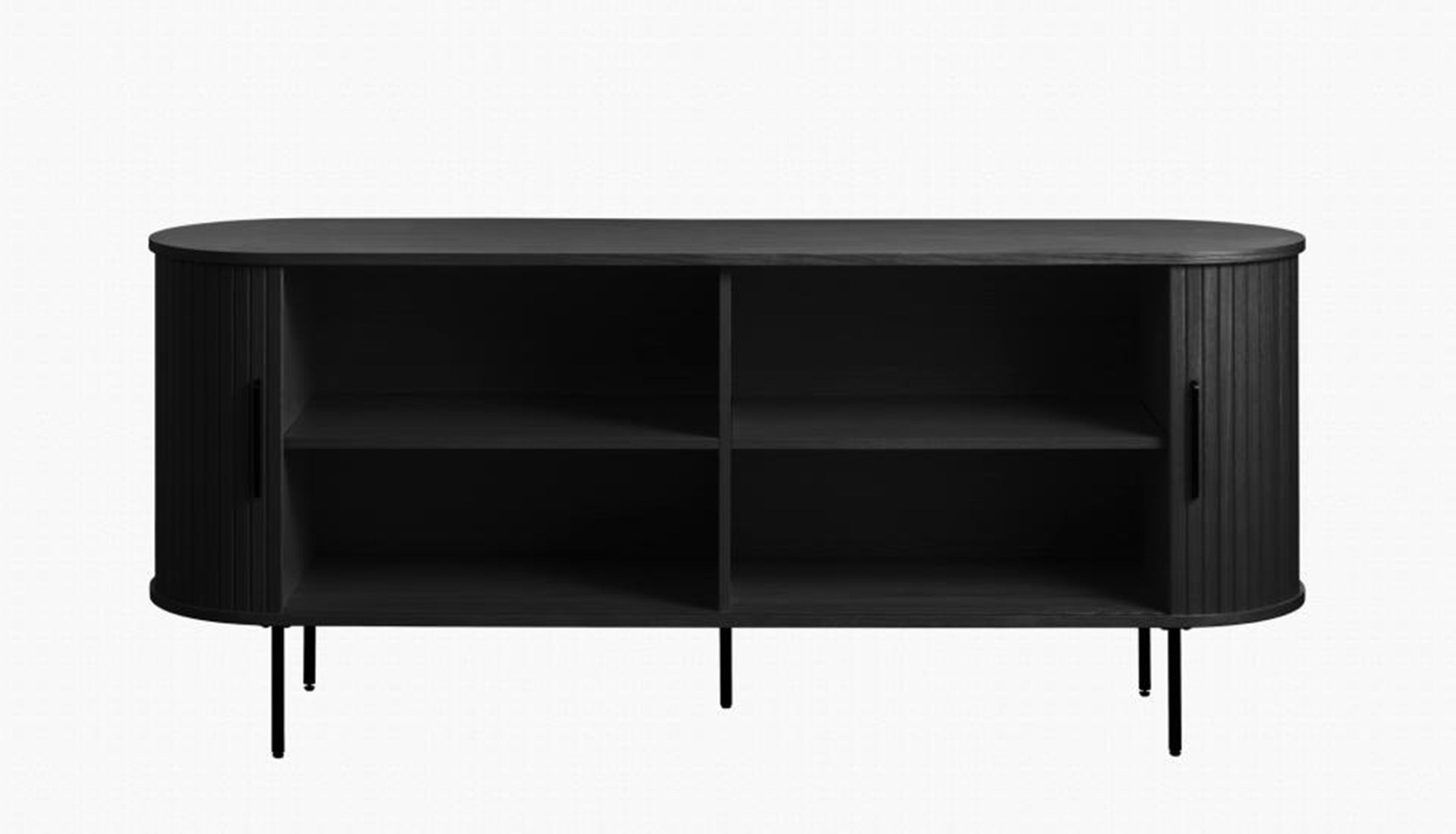 Kommode Gativel Lamellen 180 cm schwarzer Eiche