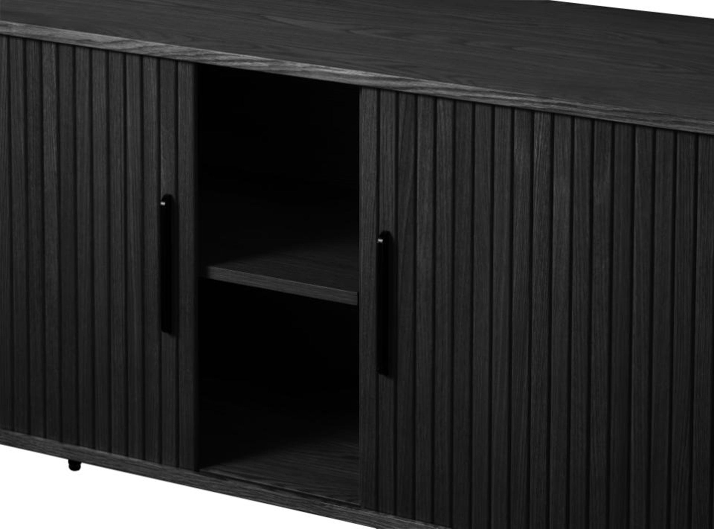 Kommode Gativel Lamellen 180 cm schwarzer Eiche