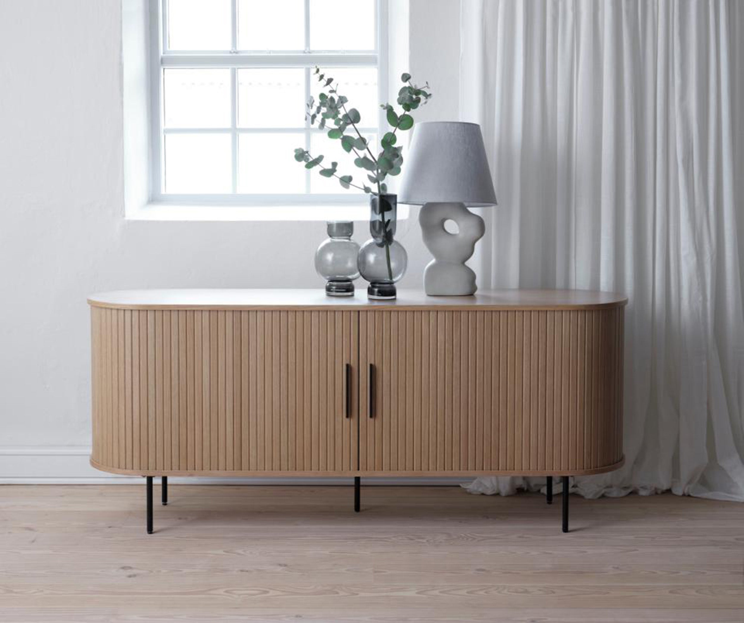 Kommode Gativel Lamellen 180 cm natürliche Eiche