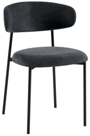 Gepolsterter Stuhl Lunaro aus wasserabweisendem Stoff in graphitgrauem Chenille