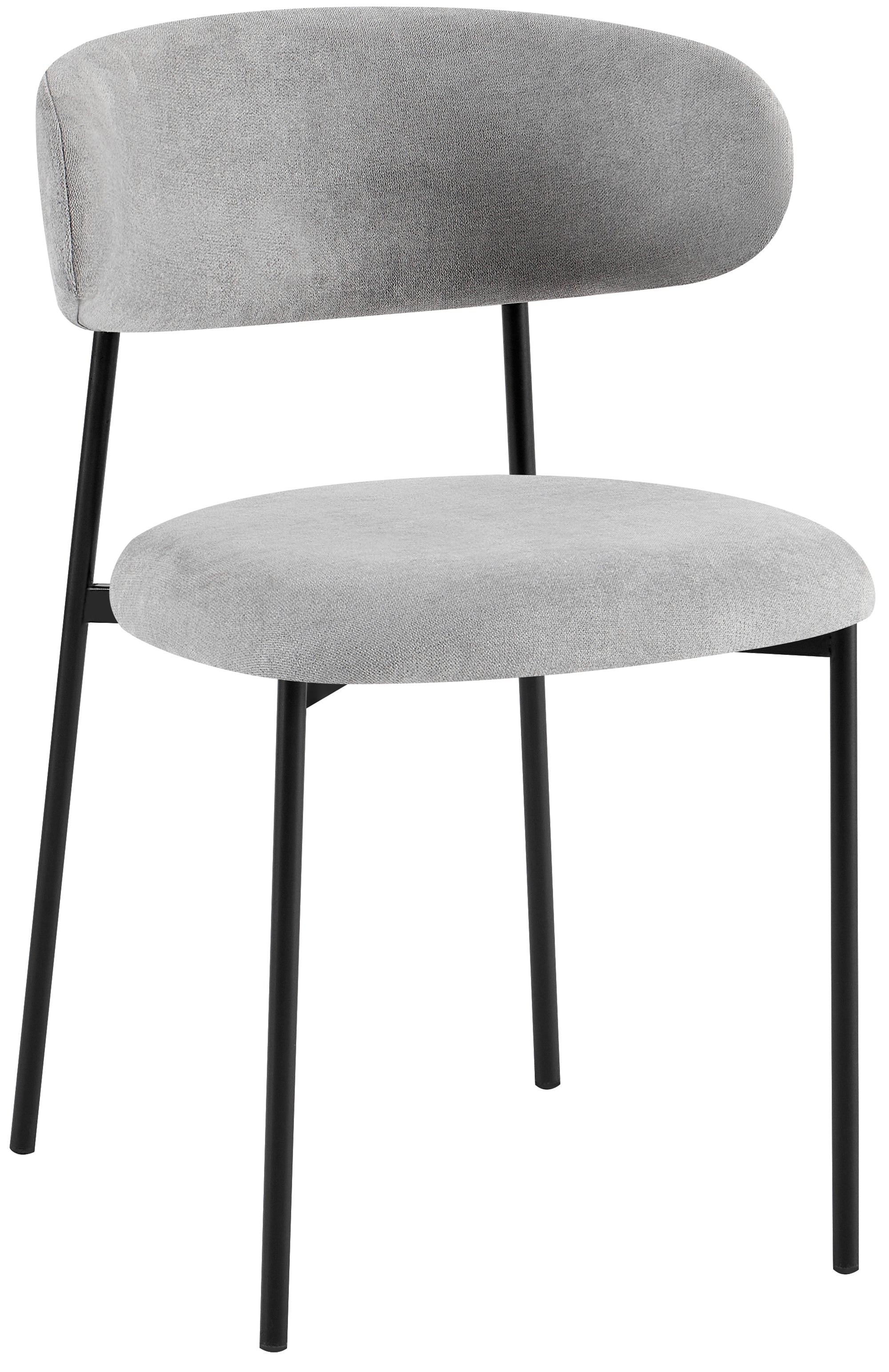 Gepolsterter Stuhl Lunaro aus hydrophobem Stoff, grauer Chenille