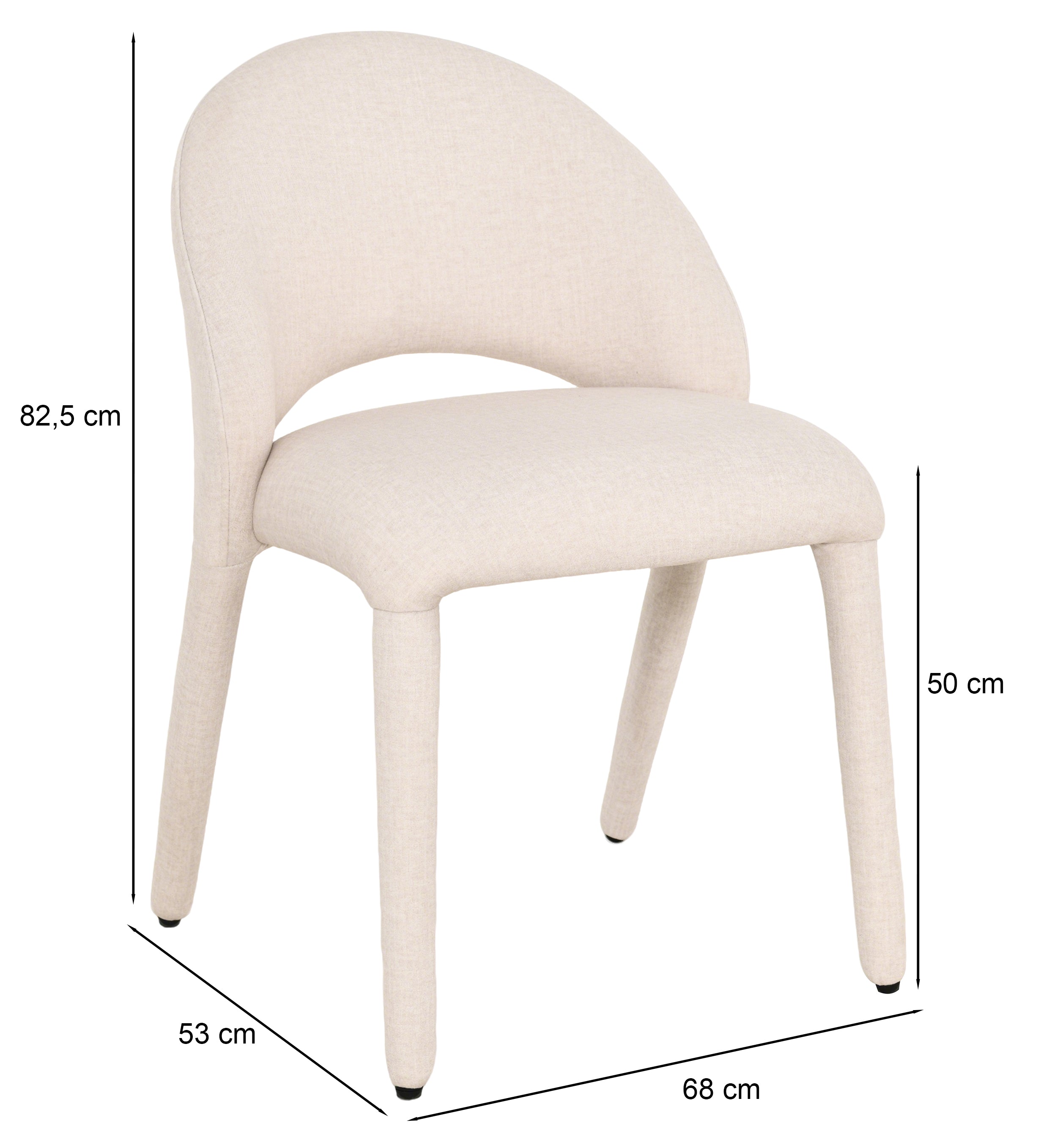 Polsterstuhl für das Esszimmer Marizes aus leicht zu reinigendem Stoff, cremefarbener Samt
