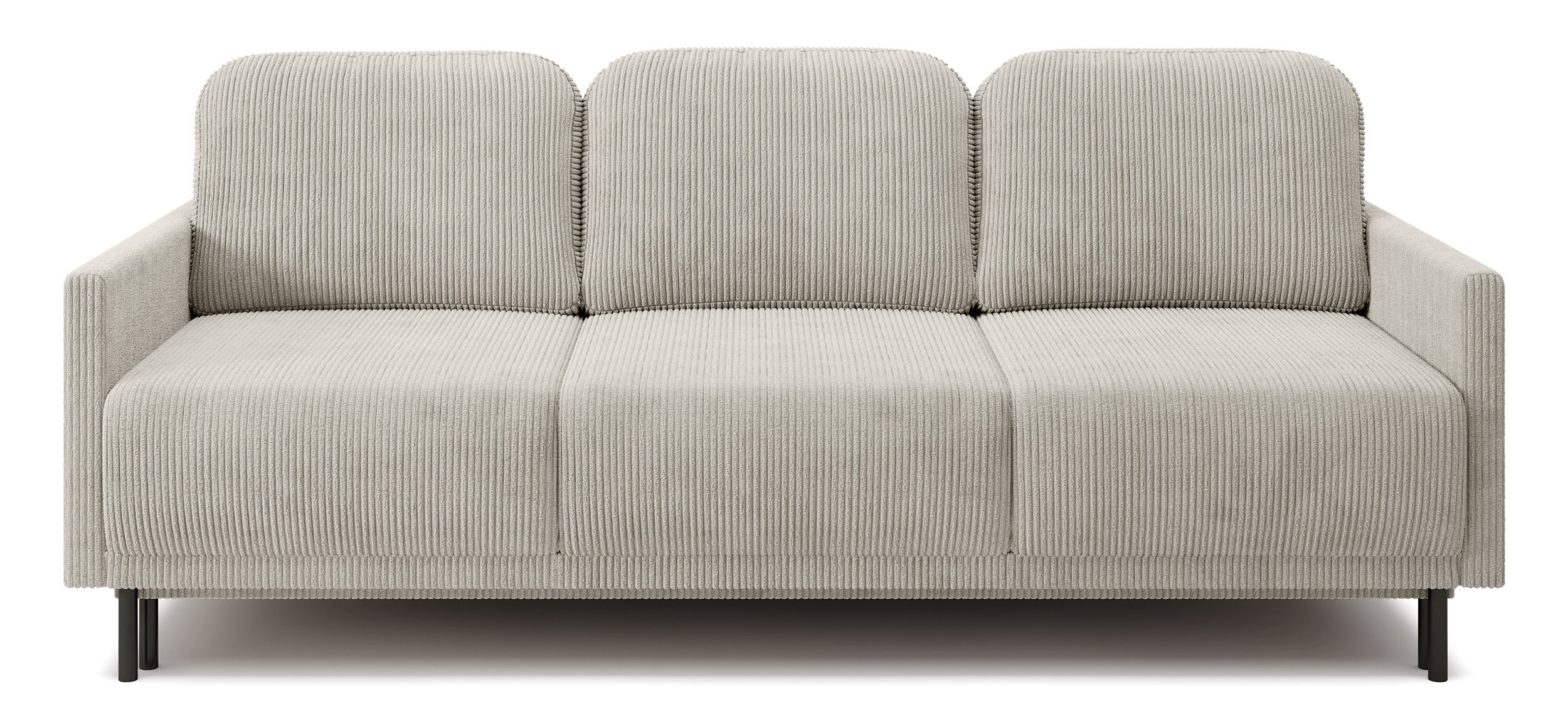 Dreisitziges Klappsofa Hamiel mit Stauraum, hellbeiger Cordstoff
