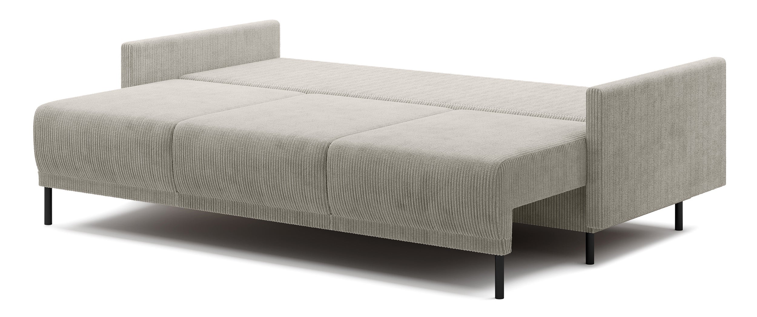 Dreisitziges Klappsofa Hamiel mit Stauraum, hellbeiger Cordstoff