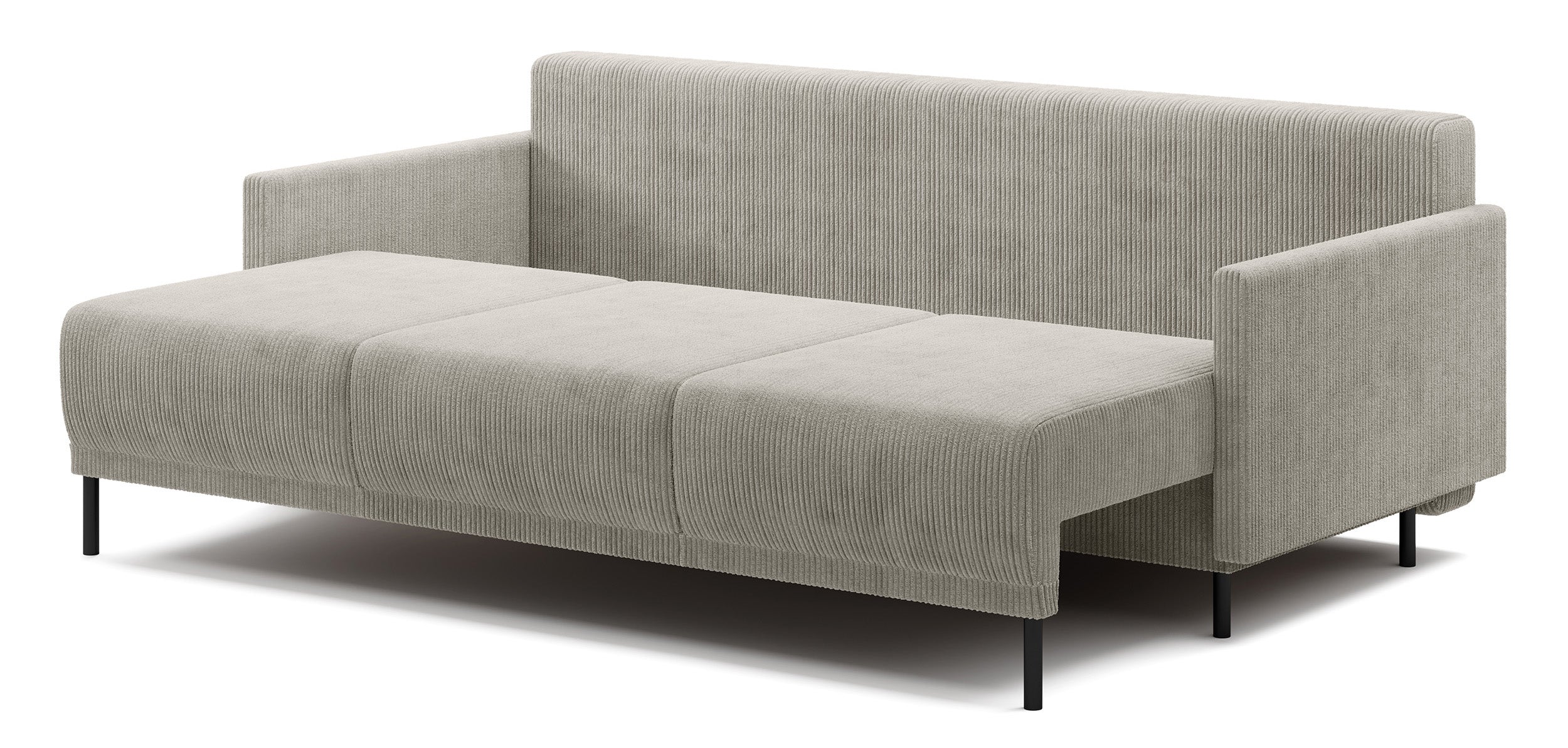 Dreisitziges Klappsofa Hamiel mit Stauraum, hellbeiger Cordstoff