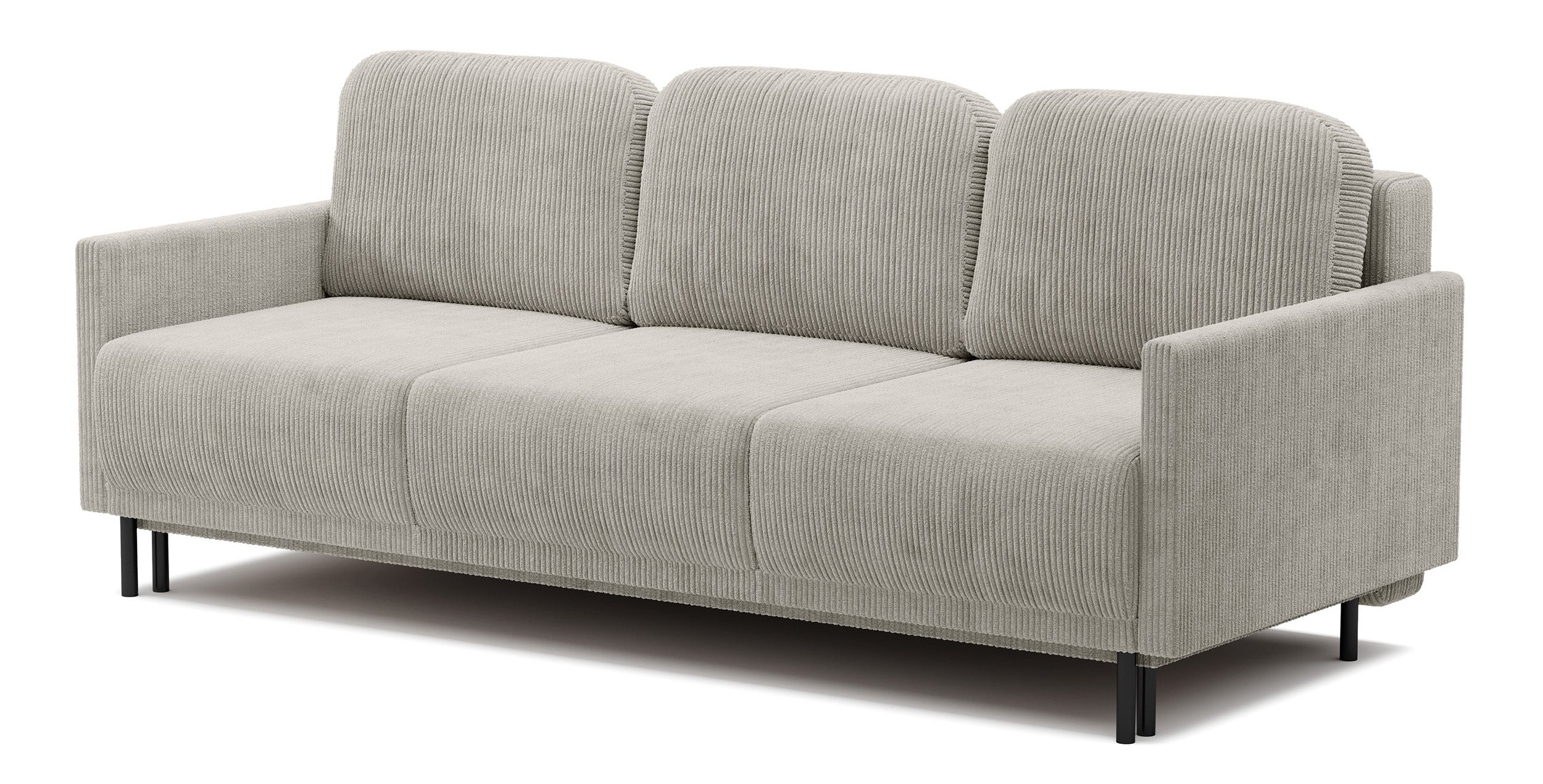 Dreisitziges Klappsofa Hamiel mit Stauraum, hellbeiger Cordstoff