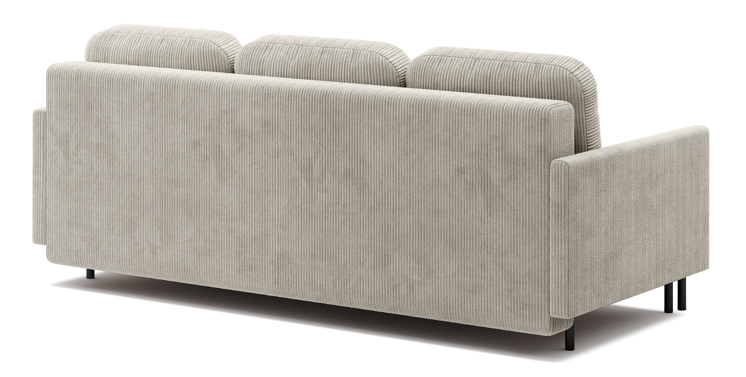 Dreisitziges Klappsofa Hamiel mit Stauraum, hellbeiger Cordstoff