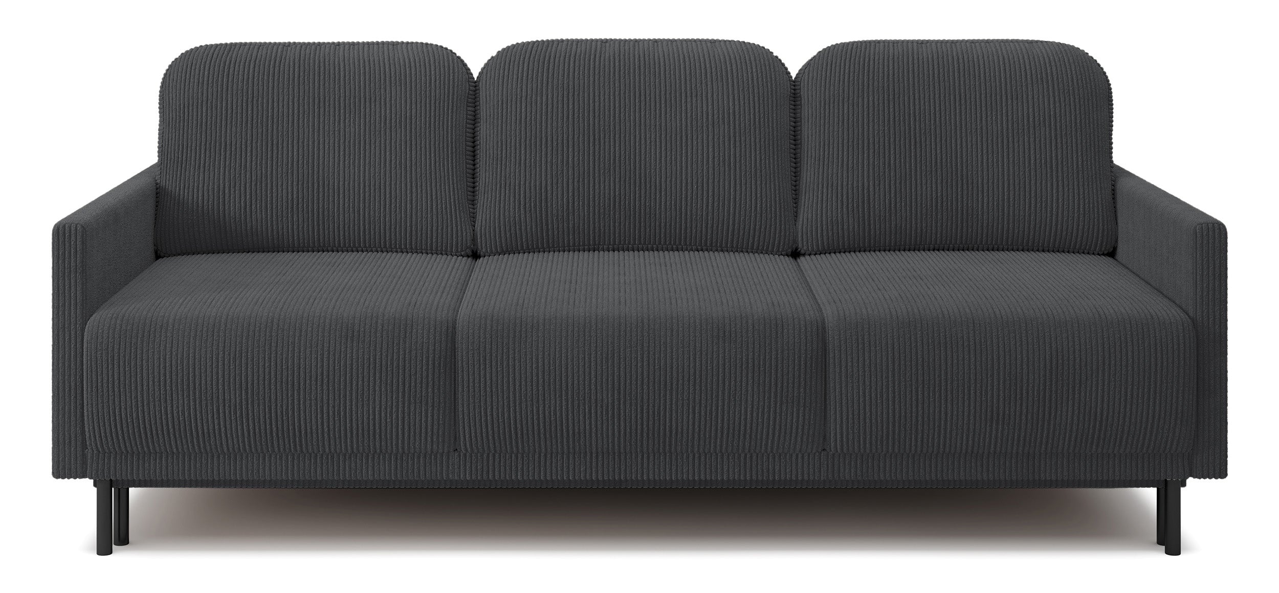 Dreisitziges ausklappbares Sofa Hamiel mit Stauraum, blau-grau Cordstoff