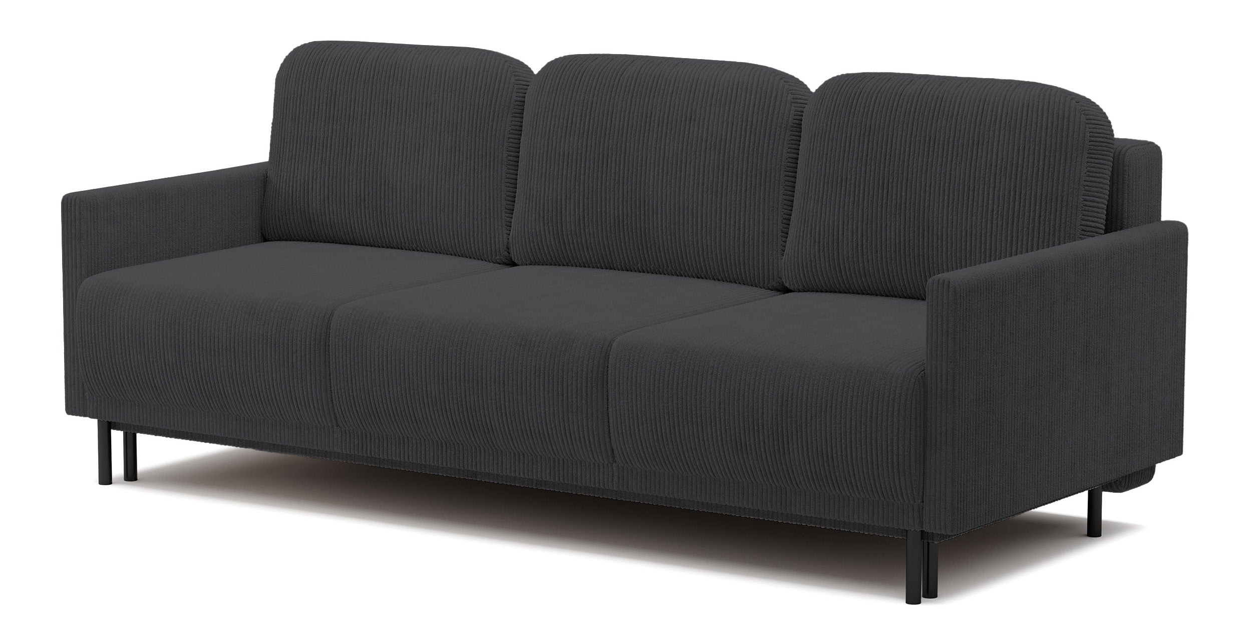 Dreisitziges ausklappbares Sofa Hamiel mit Stauraum, blau-grau Cordstoff