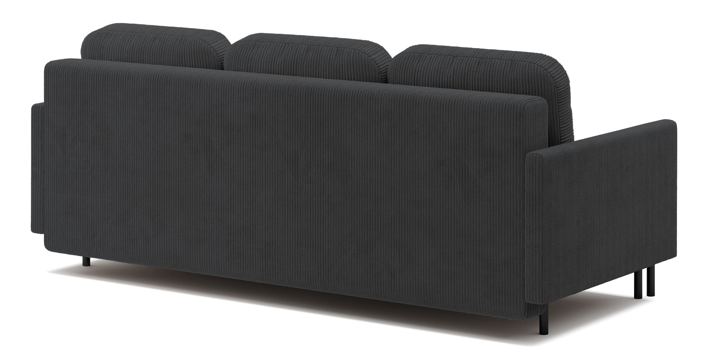 Dreisitziges ausklappbares Sofa Hamiel mit Stauraum, blau-grau Cordstoff