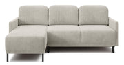 Ausziehbare Eckcouch Hamiel, L-förmig, mit Stauraum, universell, hellbeige Cordstoff