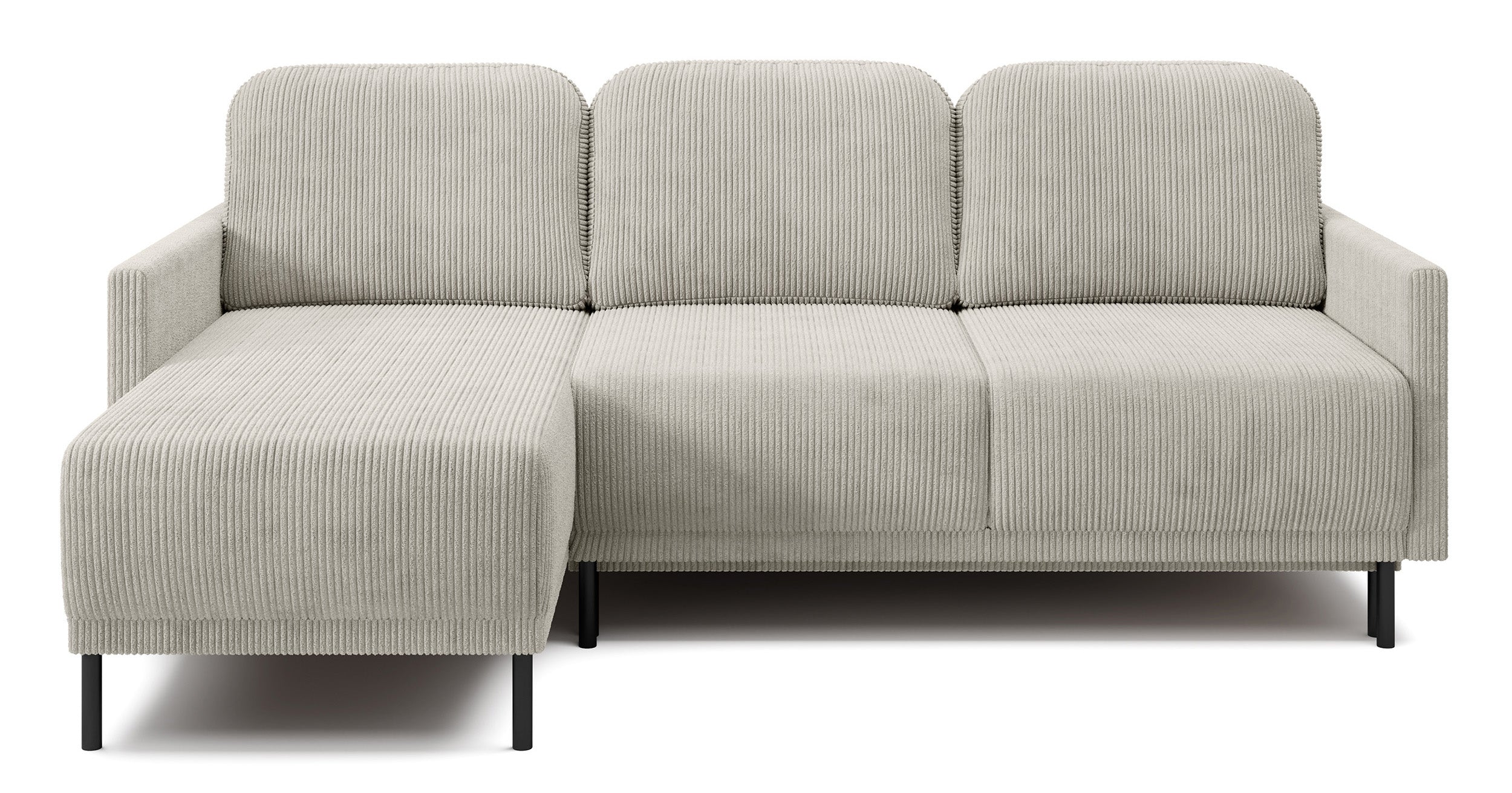 Ausziehbare Eckcouch Hamiel, L-förmig, mit Stauraum, universell, hellbeige Cordstoff