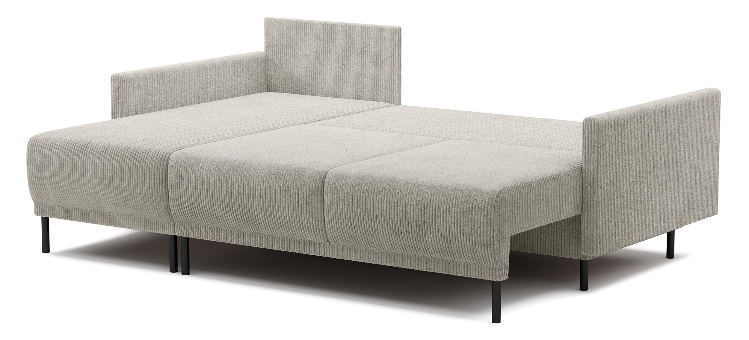 Ausziehbare Eckcouch Hamiel, L-förmig, mit Stauraum, universell, hellbeige Cordstoff