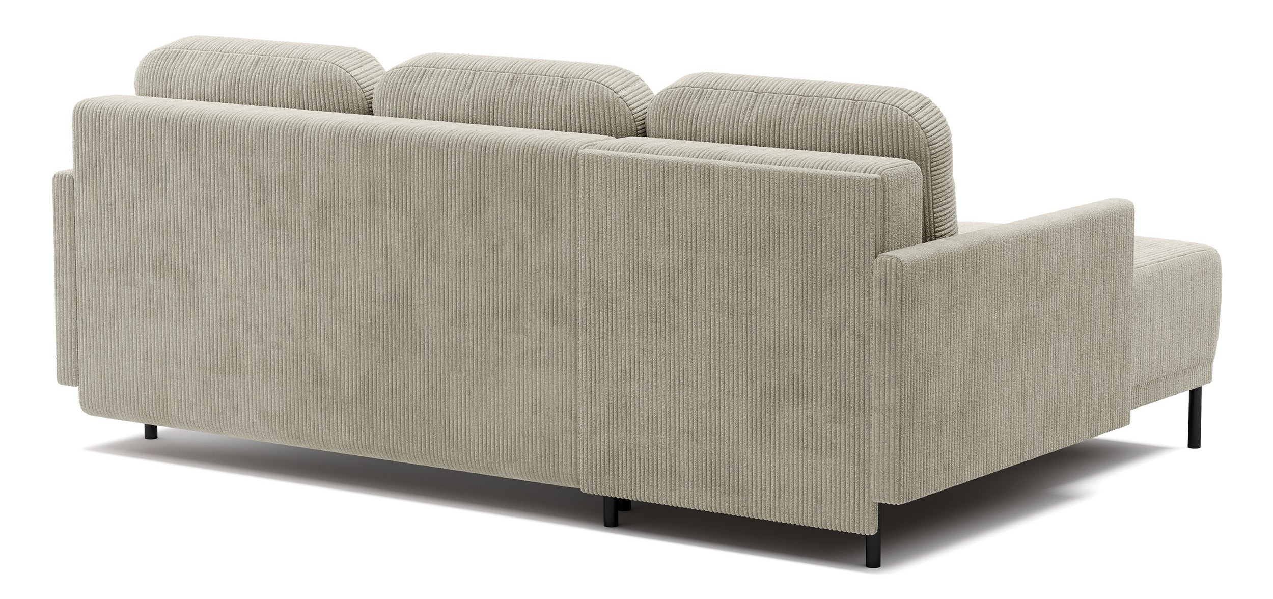 Ausziehbare Eckcouch Hamiel, L-förmig, mit Stauraum, universell, hellbeige Cordstoff