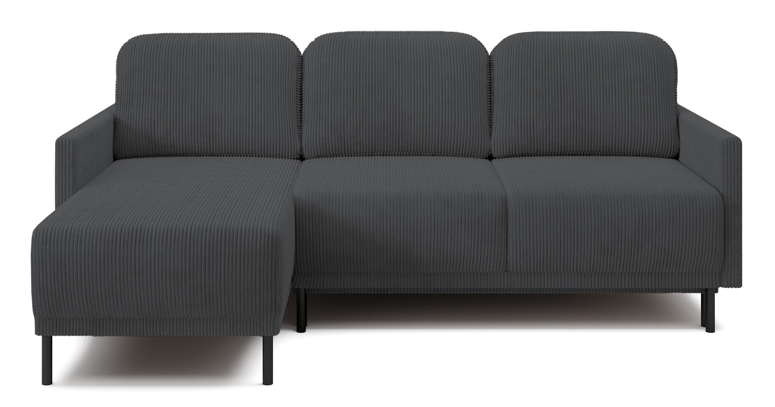 Ausziehbare Eckcouch Hamiel, L-förmig, mit Stauraum, universell, blau-grau, Cordstoff