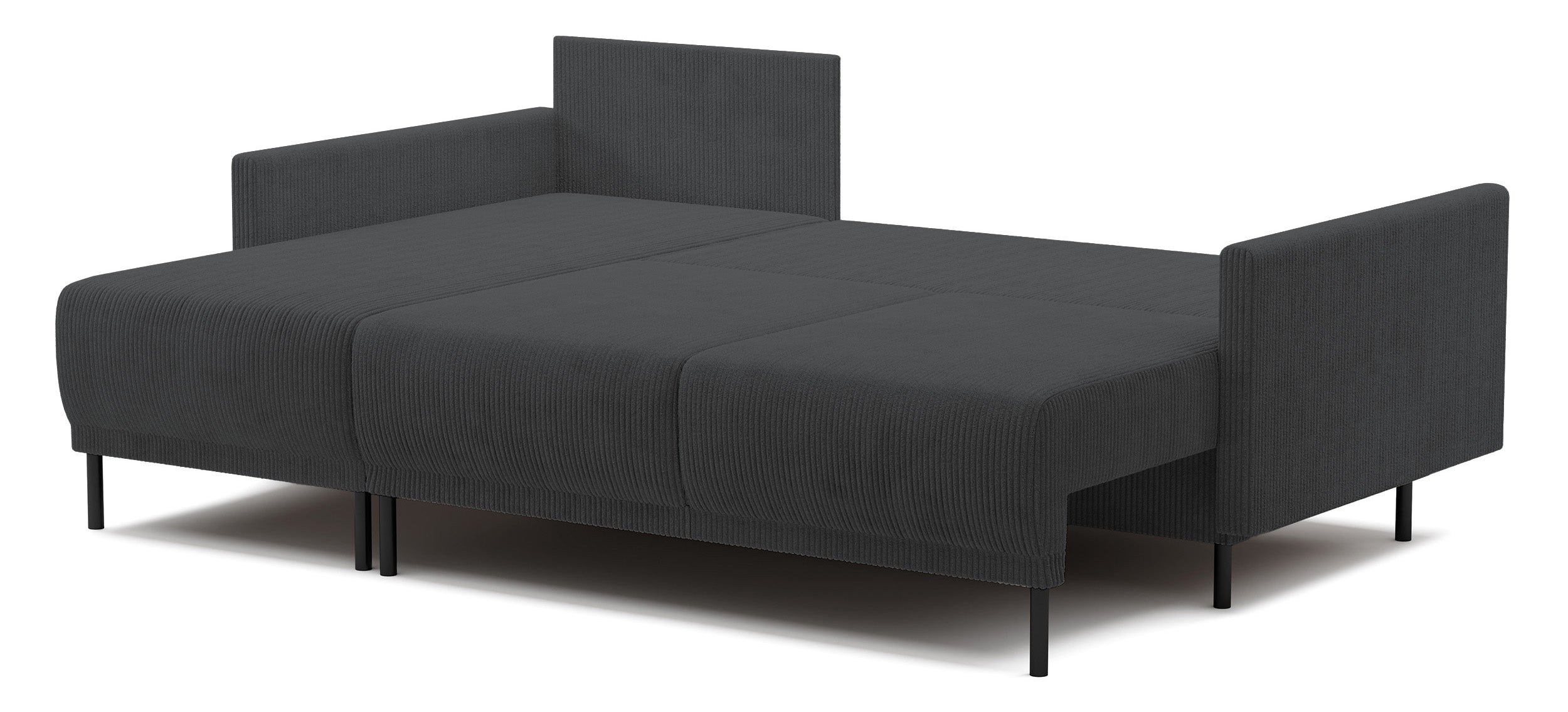 Ausziehbare Eckcouch Hamiel, L-förmig, mit Stauraum, universell, blau-grau, Cordstoff