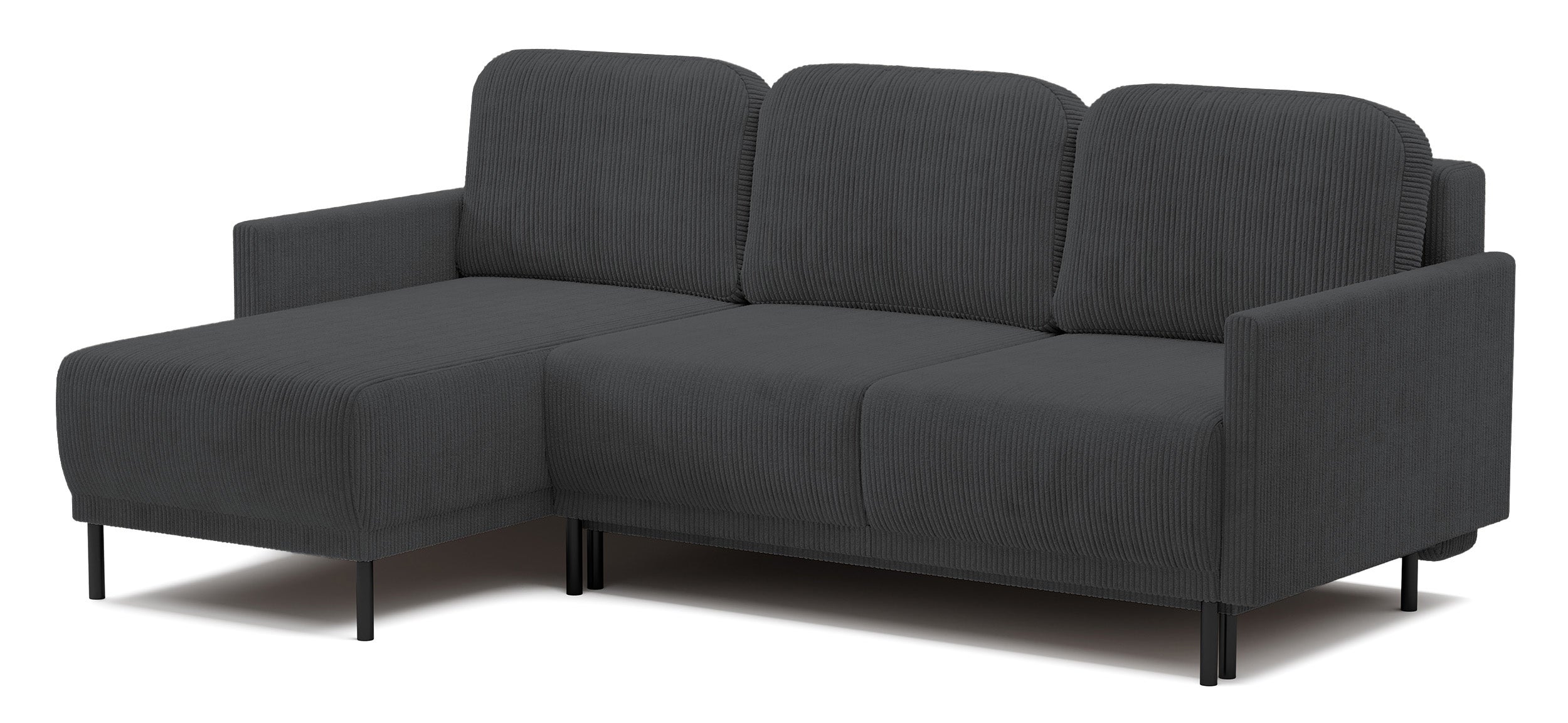Ausziehbare Eckcouch Hamiel, L-förmig, mit Stauraum, universell, blau-grau, Cordstoff