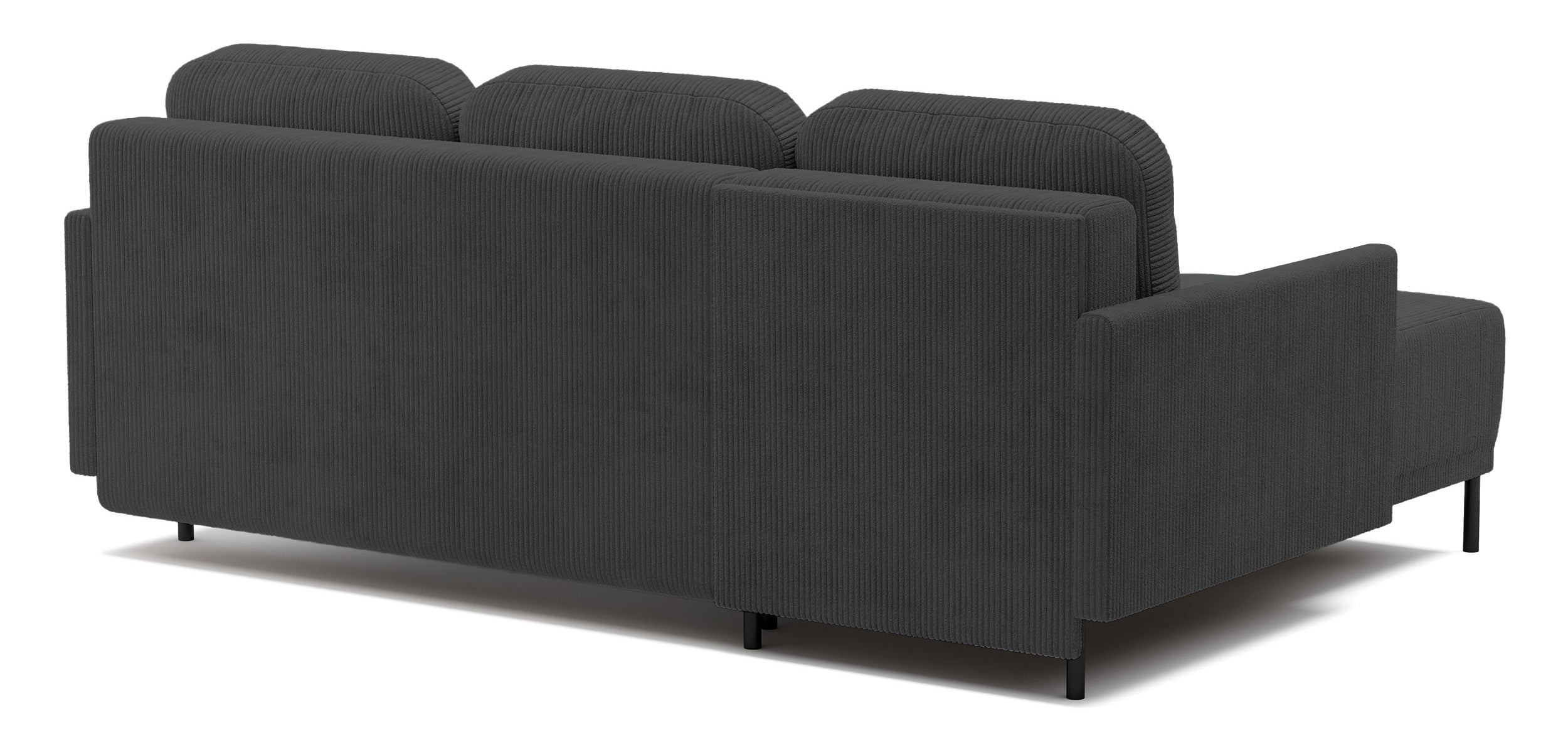 Ausziehbare Eckcouch Hamiel, L-förmig, mit Stauraum, universell, blau-grau, Cordstoff