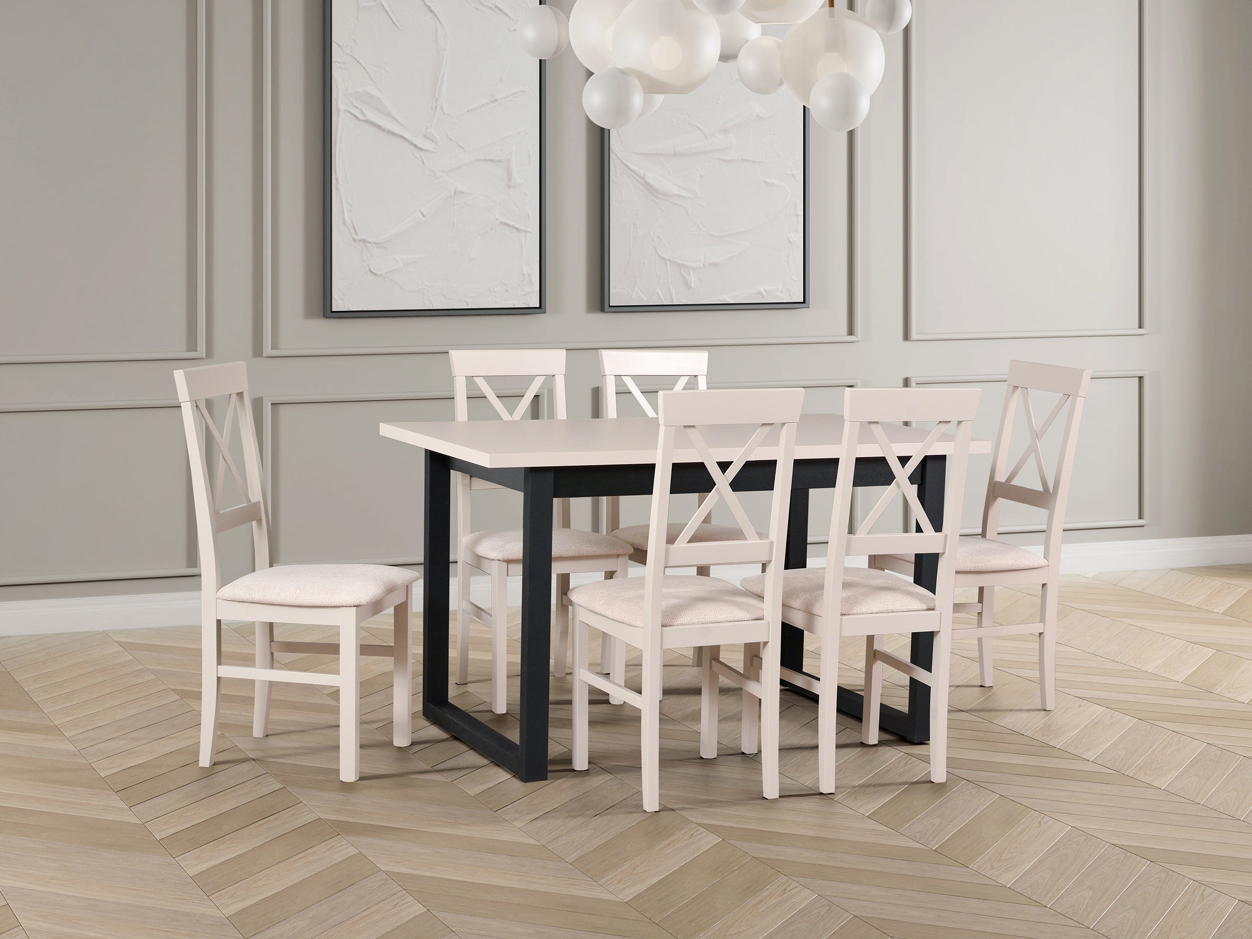Ausziehbarer Esstisch Flotaro 140-180x80 cm schwarz/kaschmir