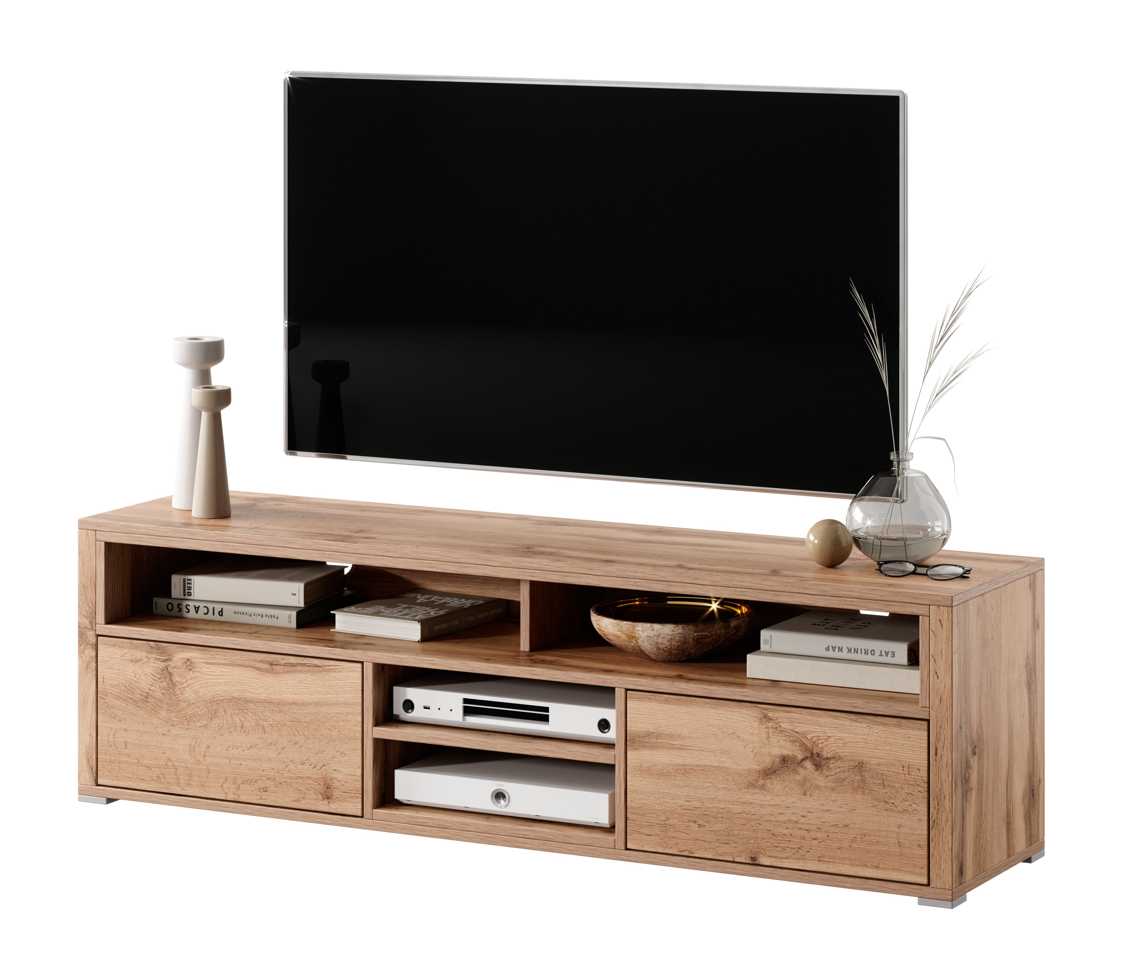 TV-Schrank Laksa Wotan-Eiche mit Beleuchtung