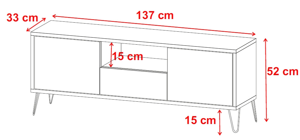 TV-Schrank Ploystea 137 cm Wotan-Eiche / Weiß mit Beleuchtung
