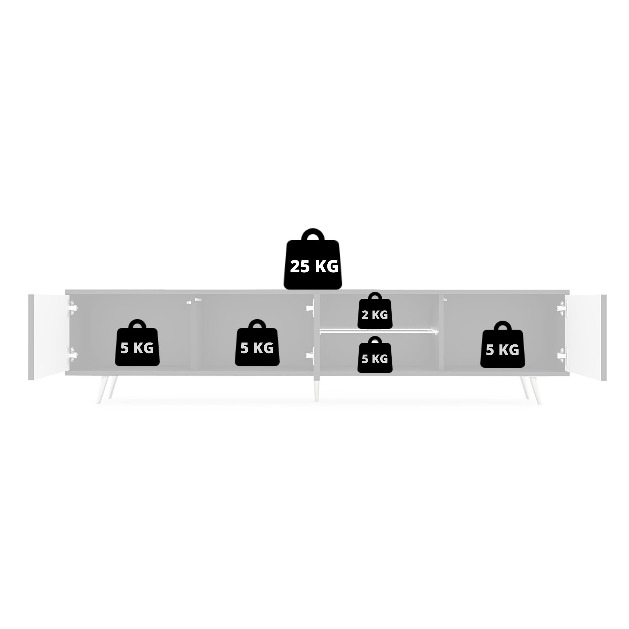 TV-Schrank Bello mit Lamellenfronten 175 cm schwarz/Wotan-Eiche mit LED
