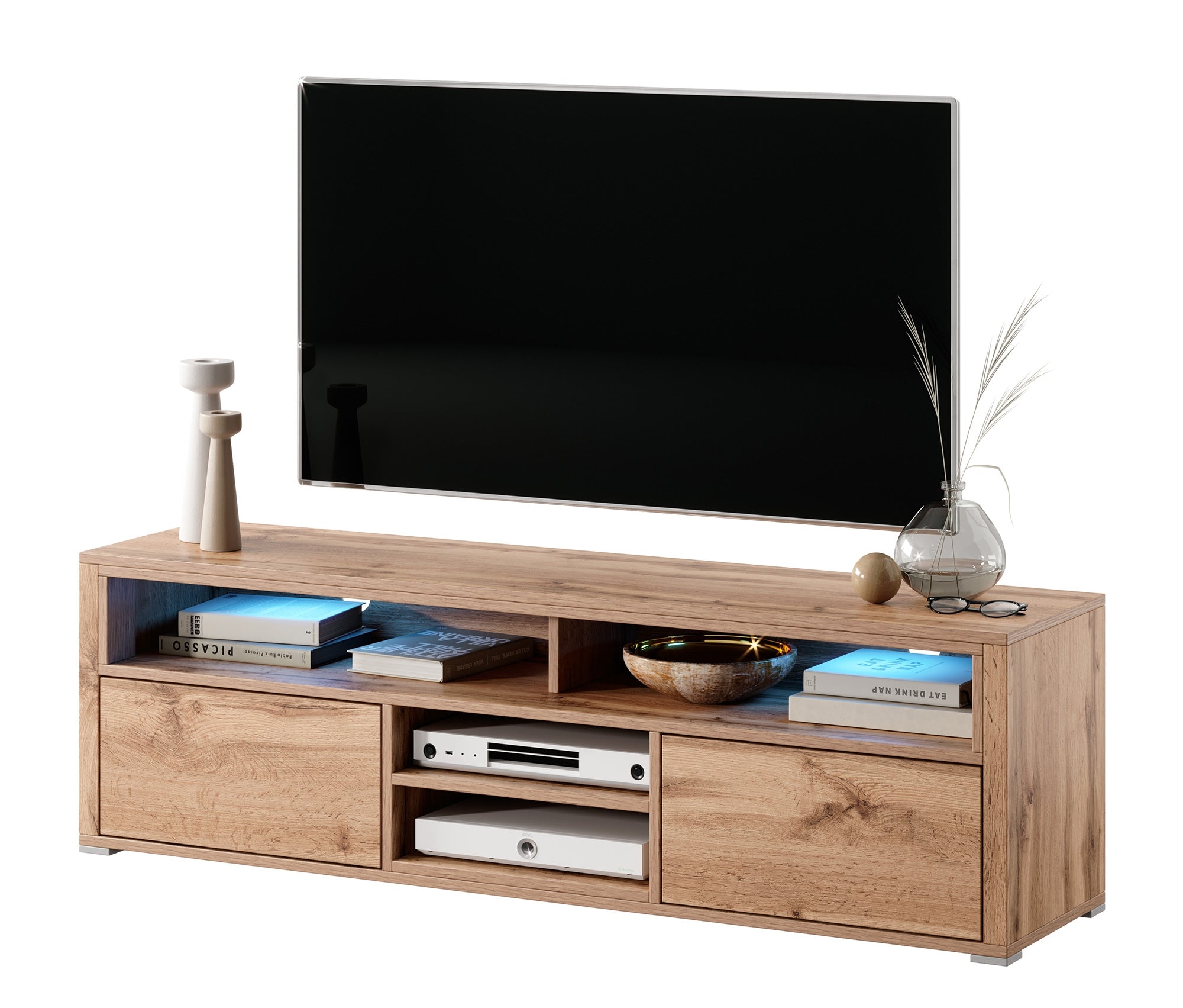 TV-Schrank Laksa Wotan-Eiche mit Beleuchtung
