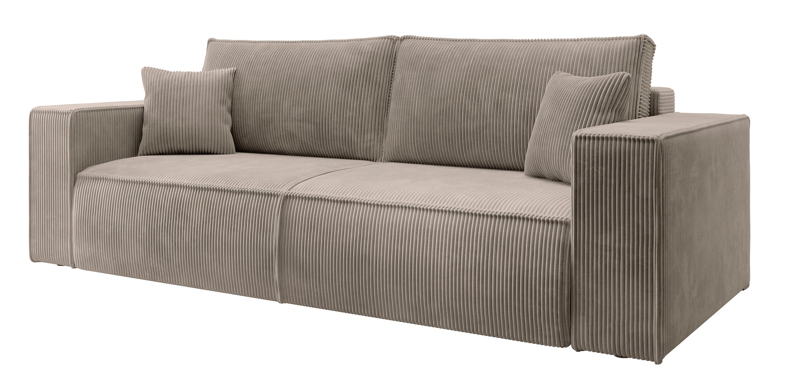 Dreisitziges ausklappbares Sofa Farese mit Stauraum, beige Cord