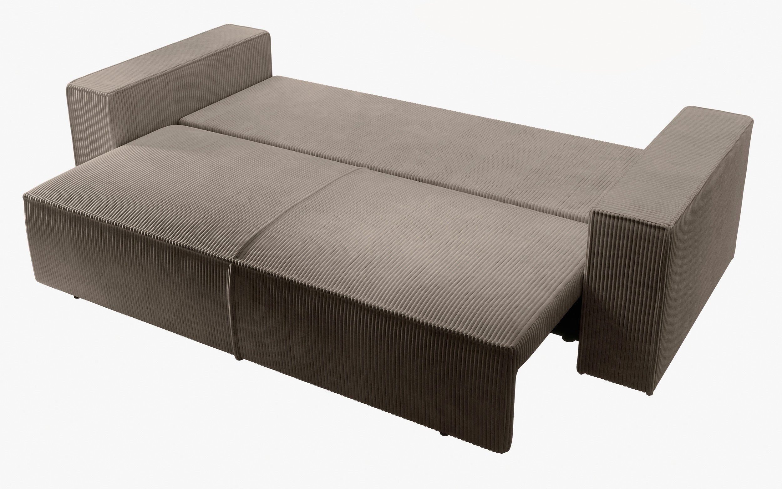 Dreisitziges ausklappbares Sofa Farese mit Stauraum, beige Cord