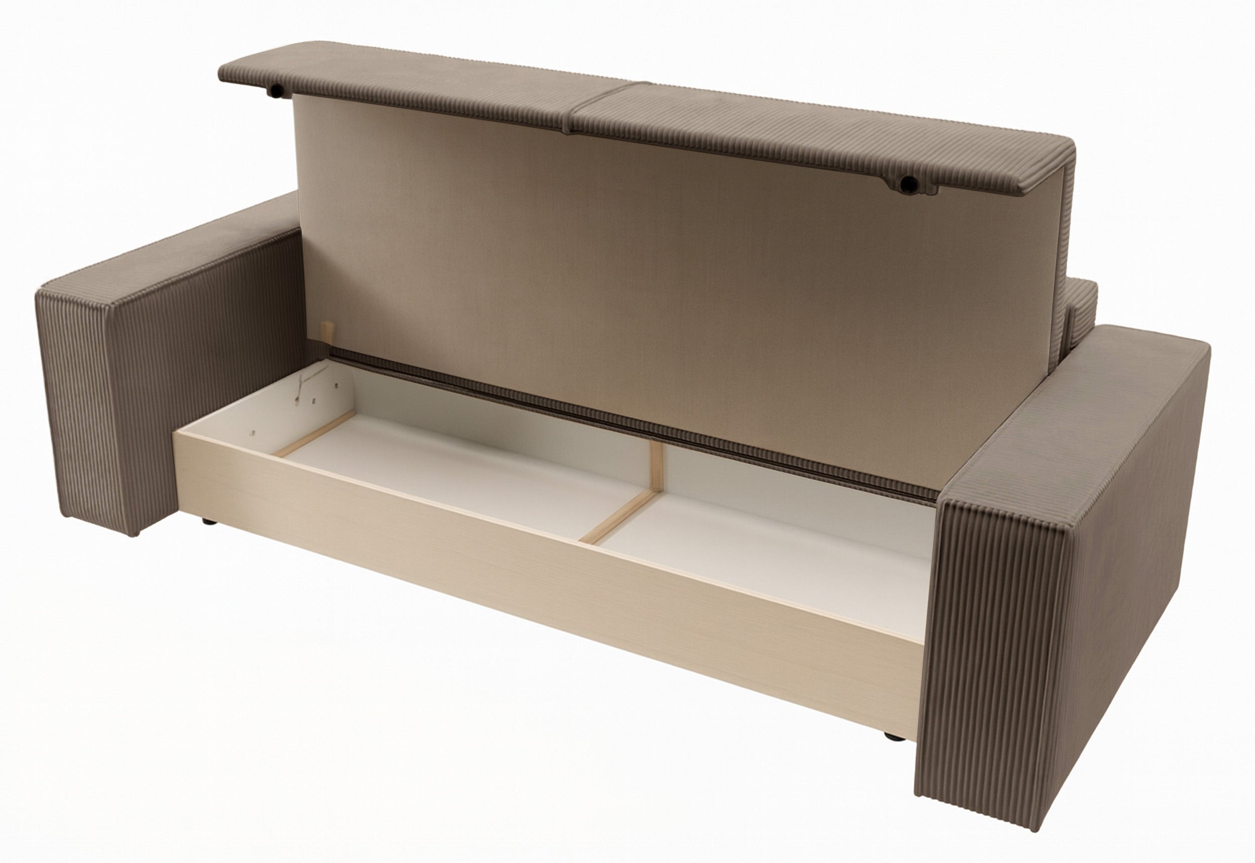 Dreisitziges ausklappbares Sofa Farese mit Stauraum, beige Cord