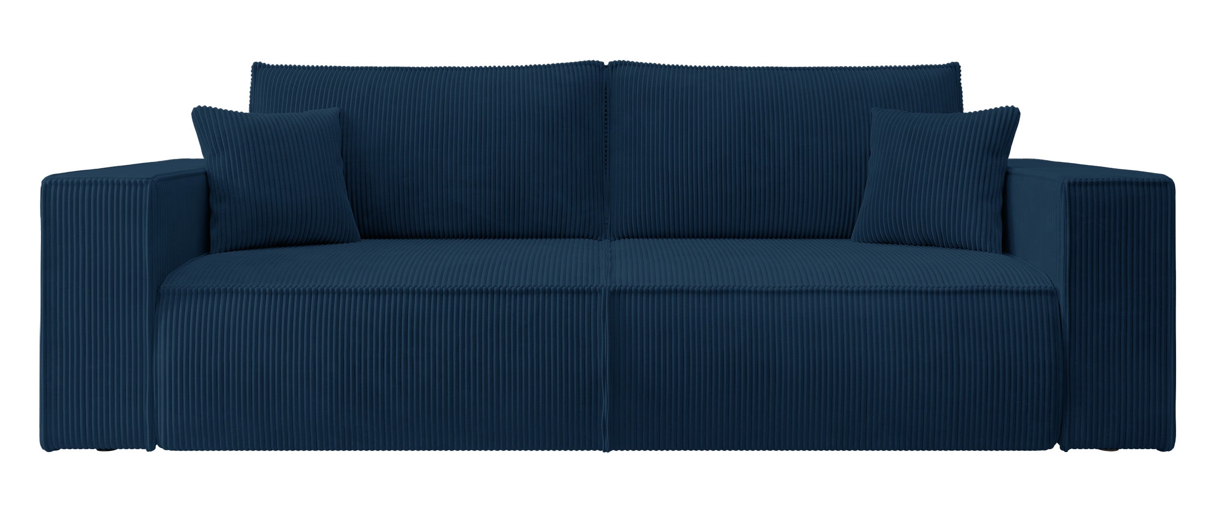Dreisitziges ausklappbares Sofa Farese mit Stauraum, dunkelblauer Cord