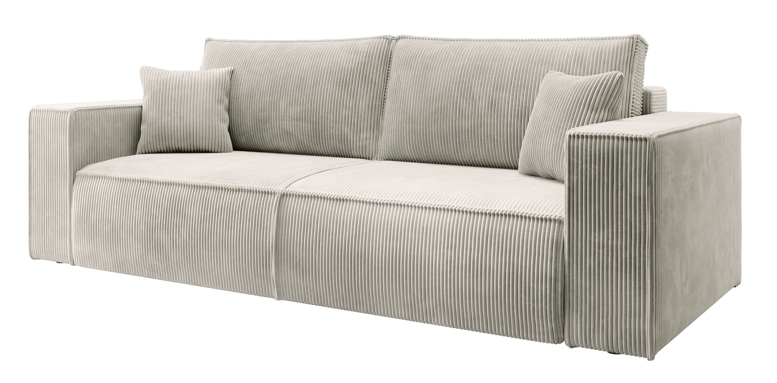 Drei-Sitzer-Schlafsofa Farese mit Stauraum, cremefarbener Cord