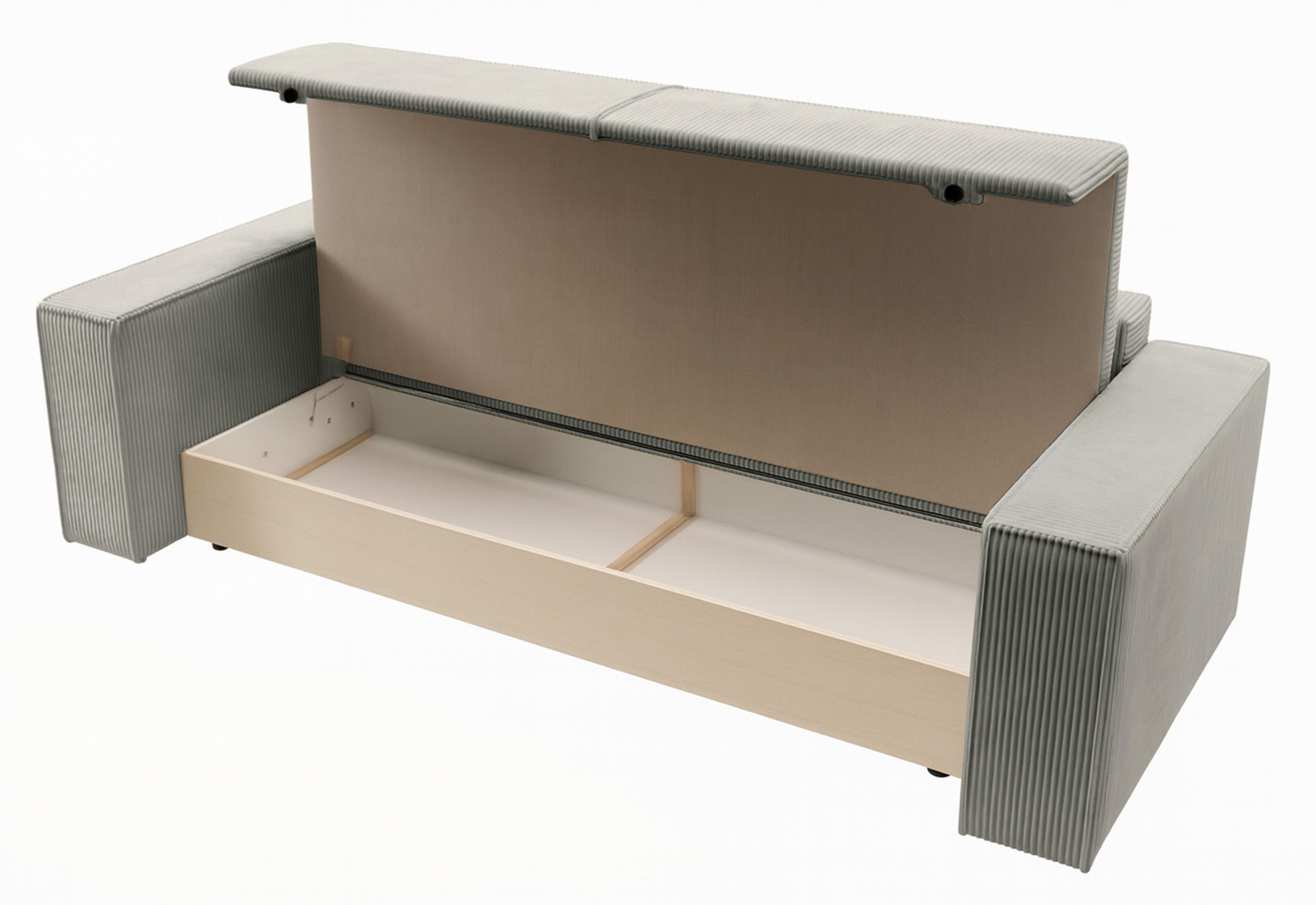 Drei-Sitzer-Schlafsofa Farese mit Stauraum, cremefarbener Cord