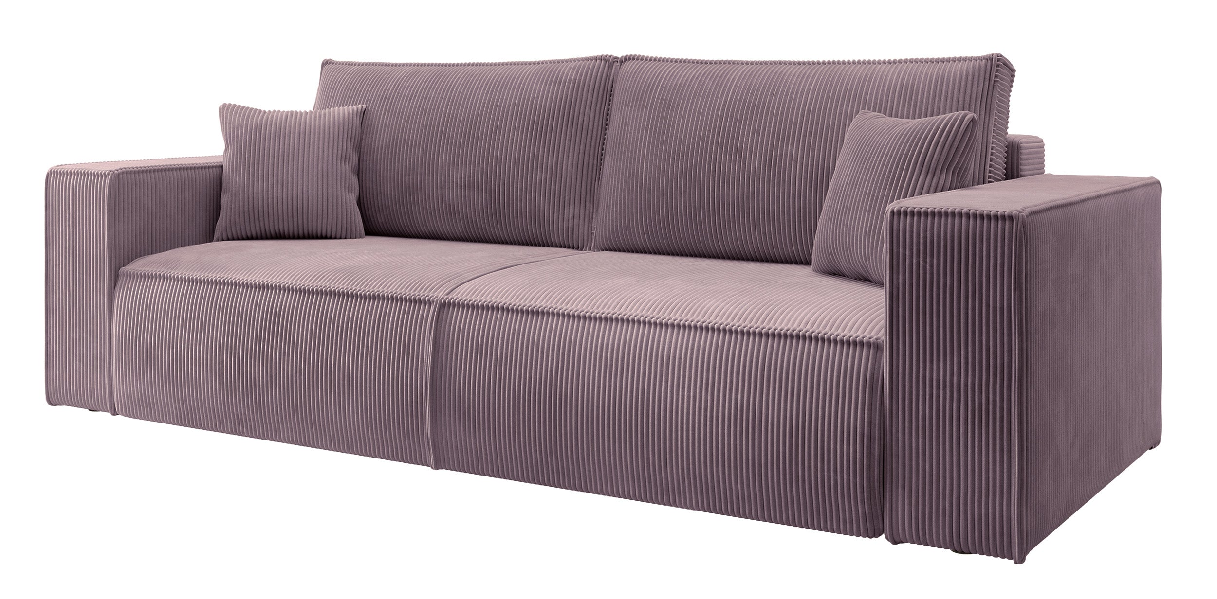 Dreisitziges ausklappbares Sofa Farese mit Stauraum, rosa Cord