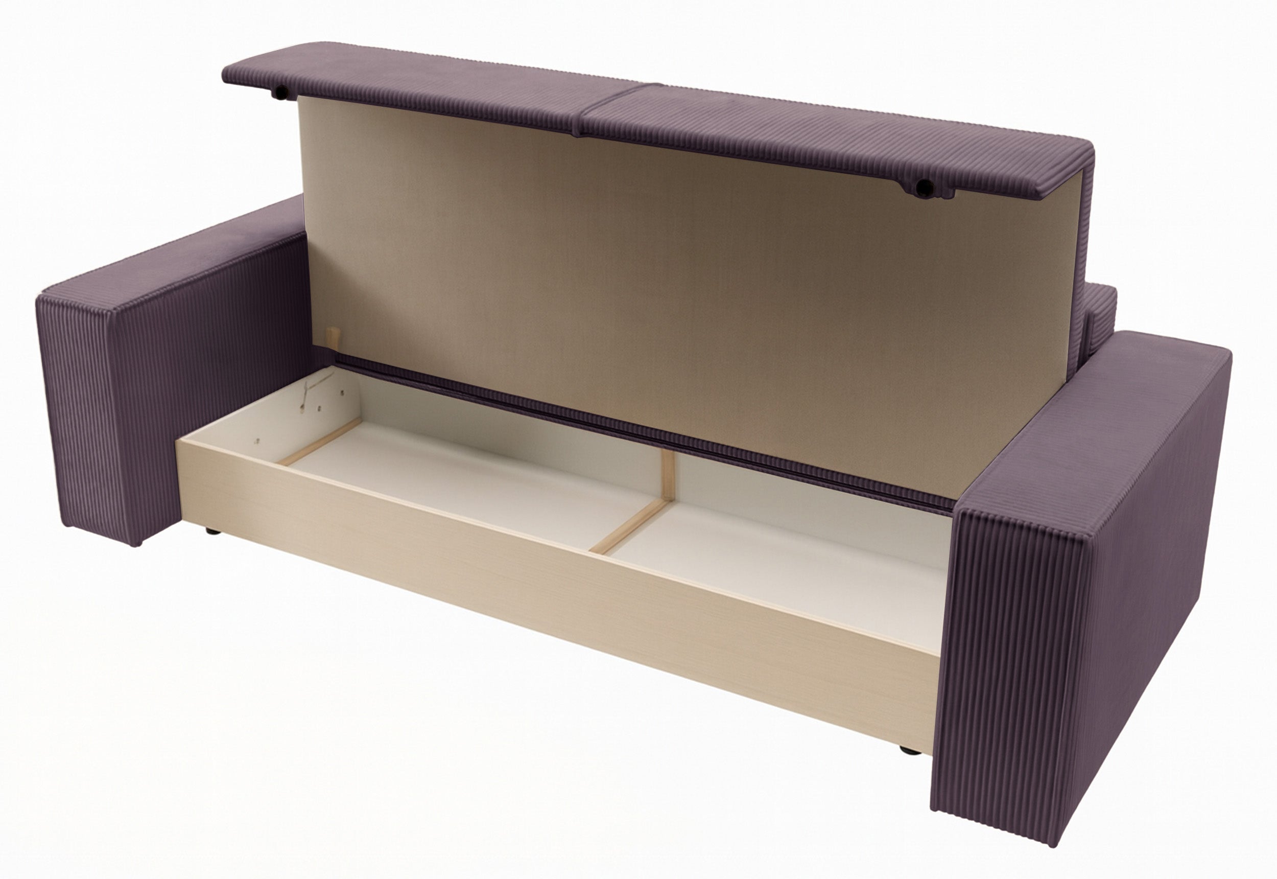 Dreisitziges ausklappbares Sofa Farese mit Stauraum, rosa Cord