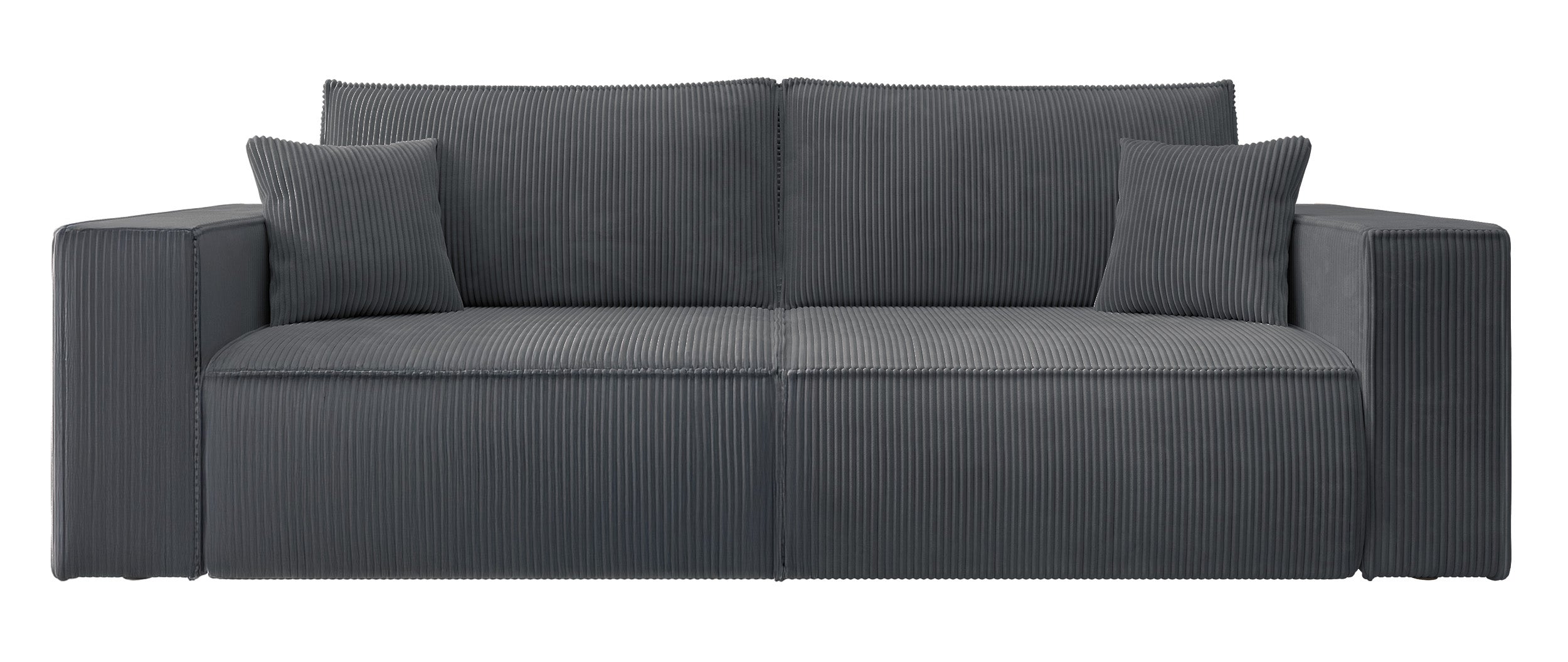 Dreisitziges ausklappbares Sofa Farese mit Stauraum, grauer Cordstoff