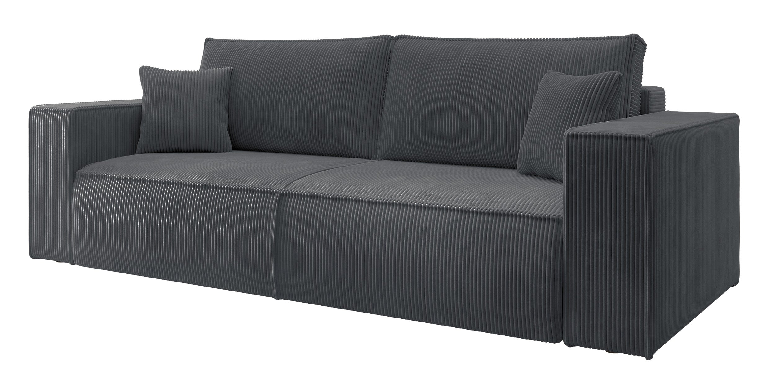 Dreisitziges ausklappbares Sofa Farese mit Stauraum, grauer Cordstoff