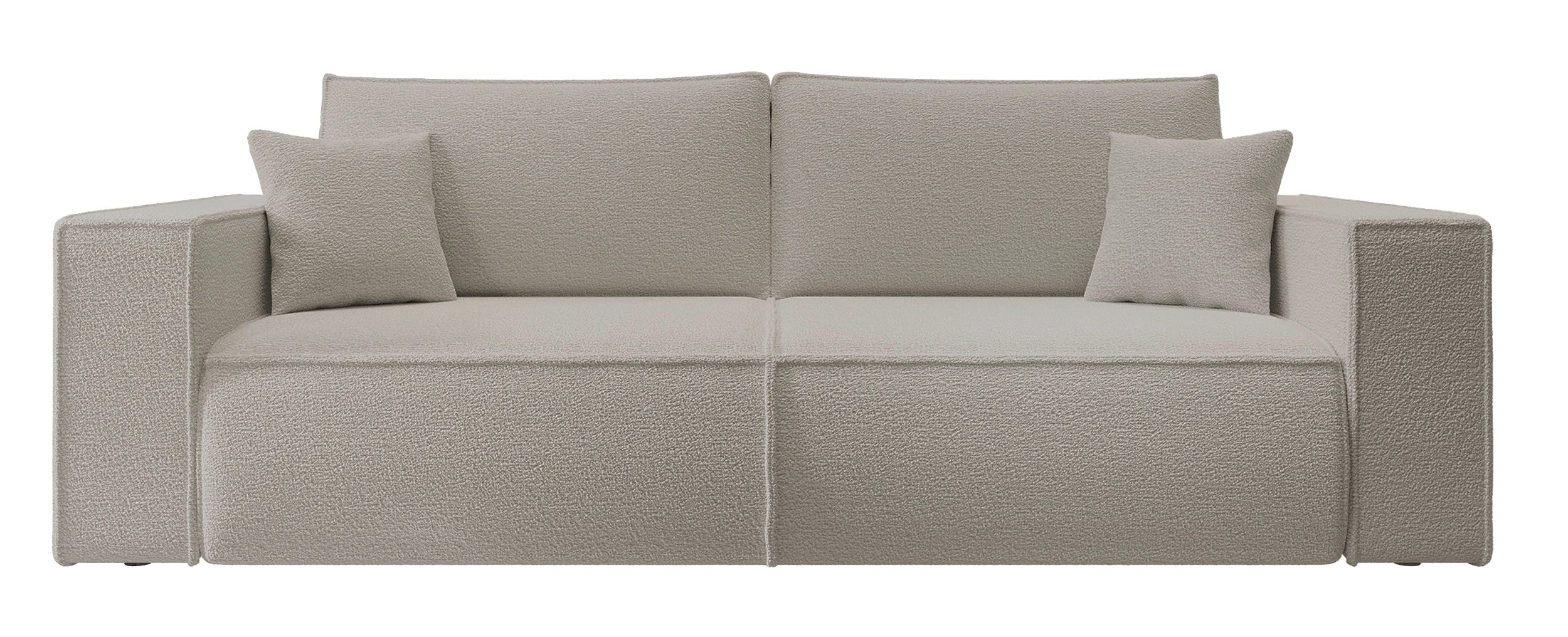 Dreisitziges ausklappbares Sofa Farese mit Stauraum, braunes Bouclé