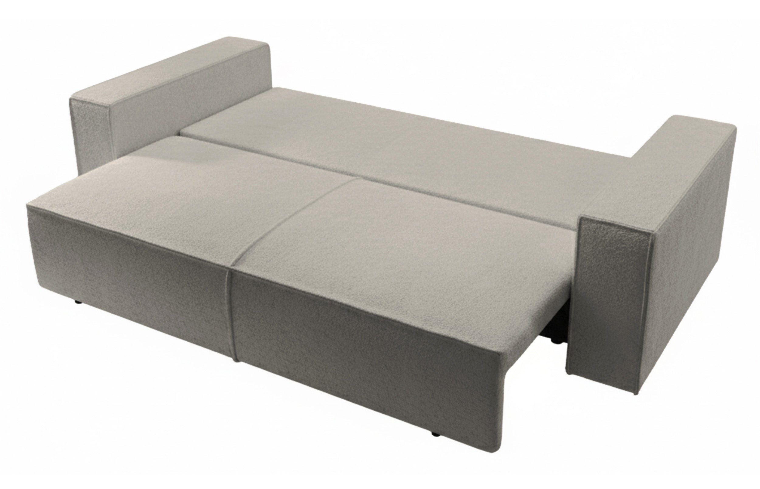 Dreisitziges ausklappbares Sofa Farese mit Stauraum, braunes Bouclé