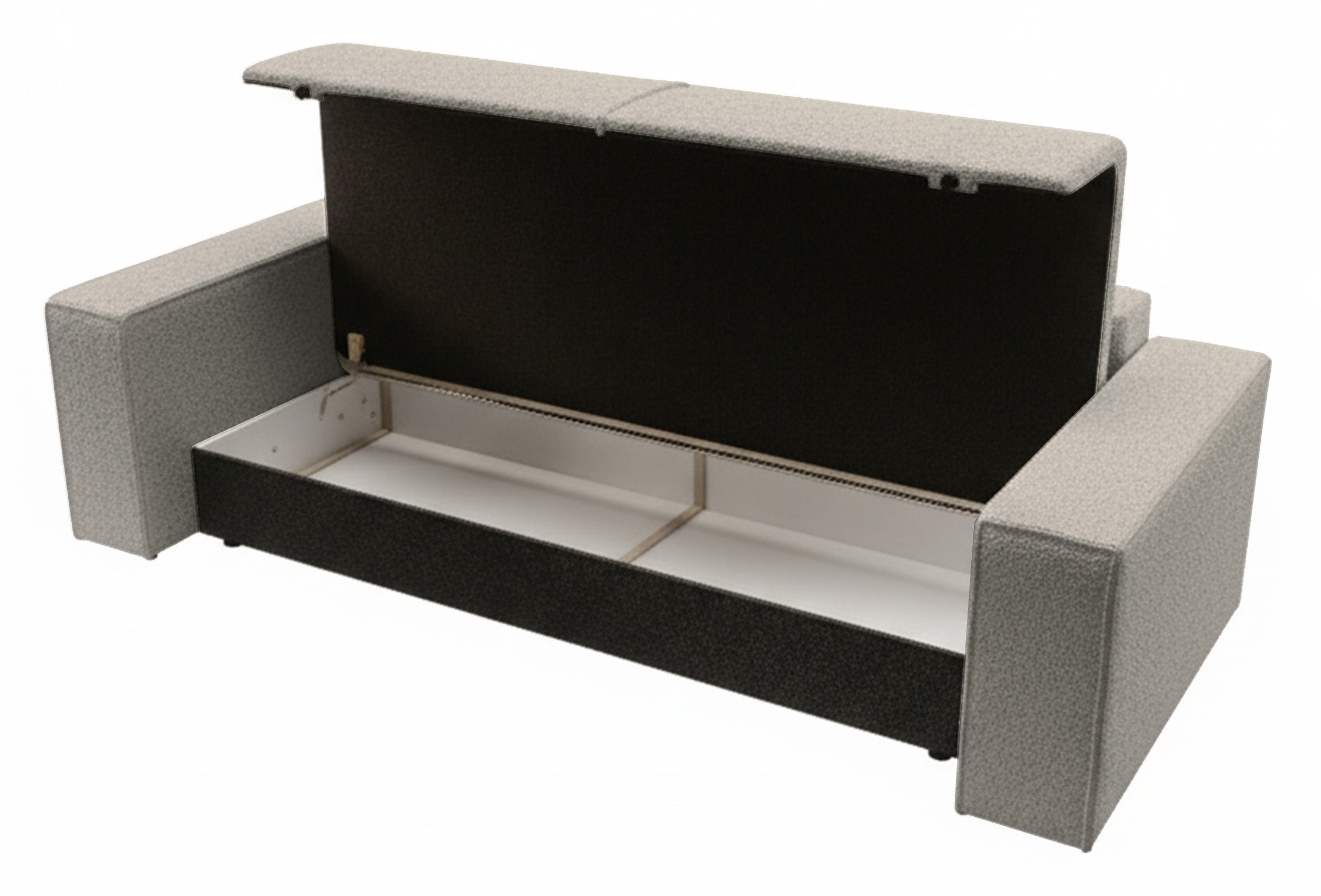 Dreisitziges ausklappbares Sofa Farese mit Stauraum, braunes Bouclé