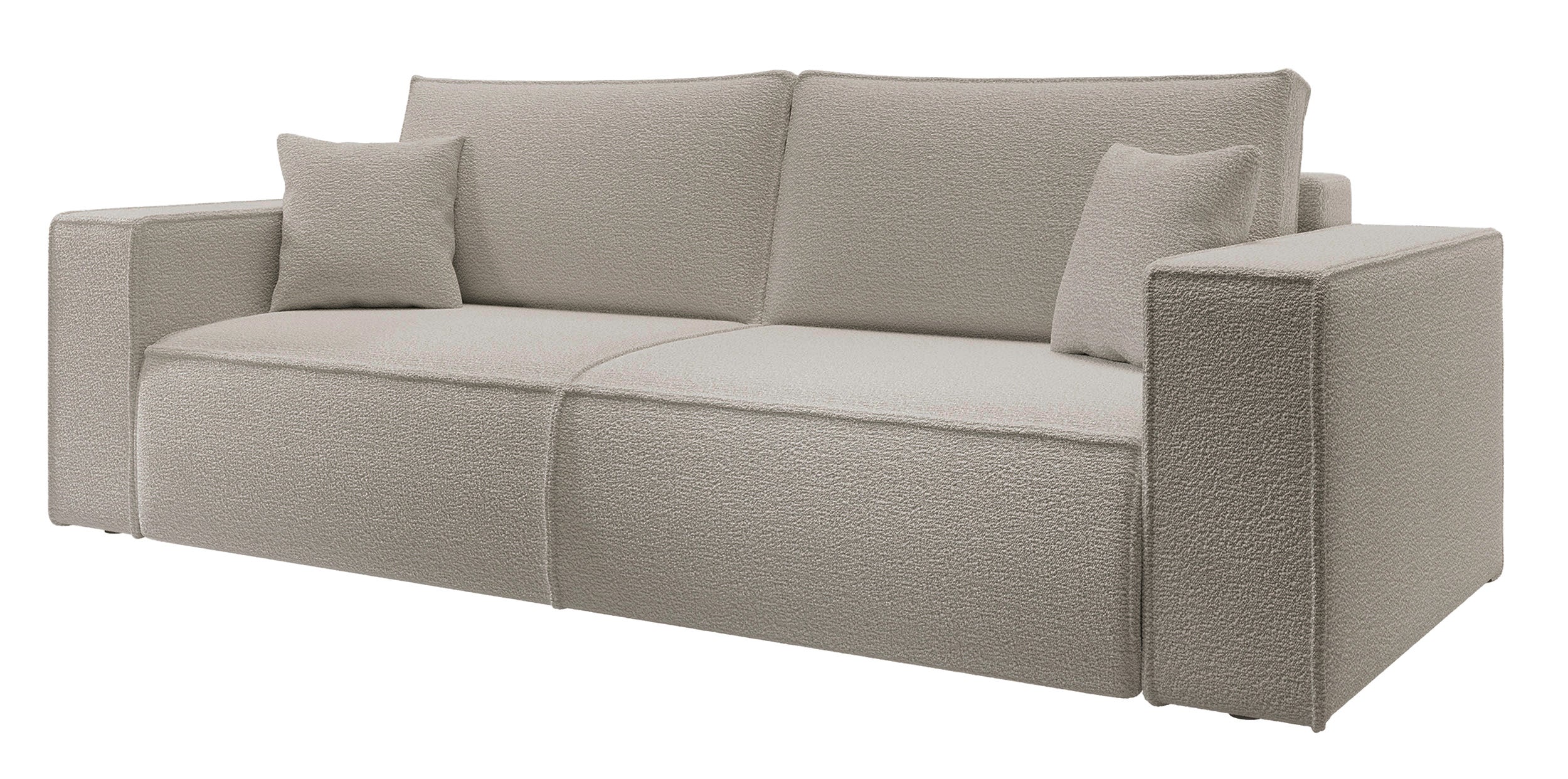 Dreisitziges ausklappbares Sofa Farese mit Stauraum, braunes Bouclé