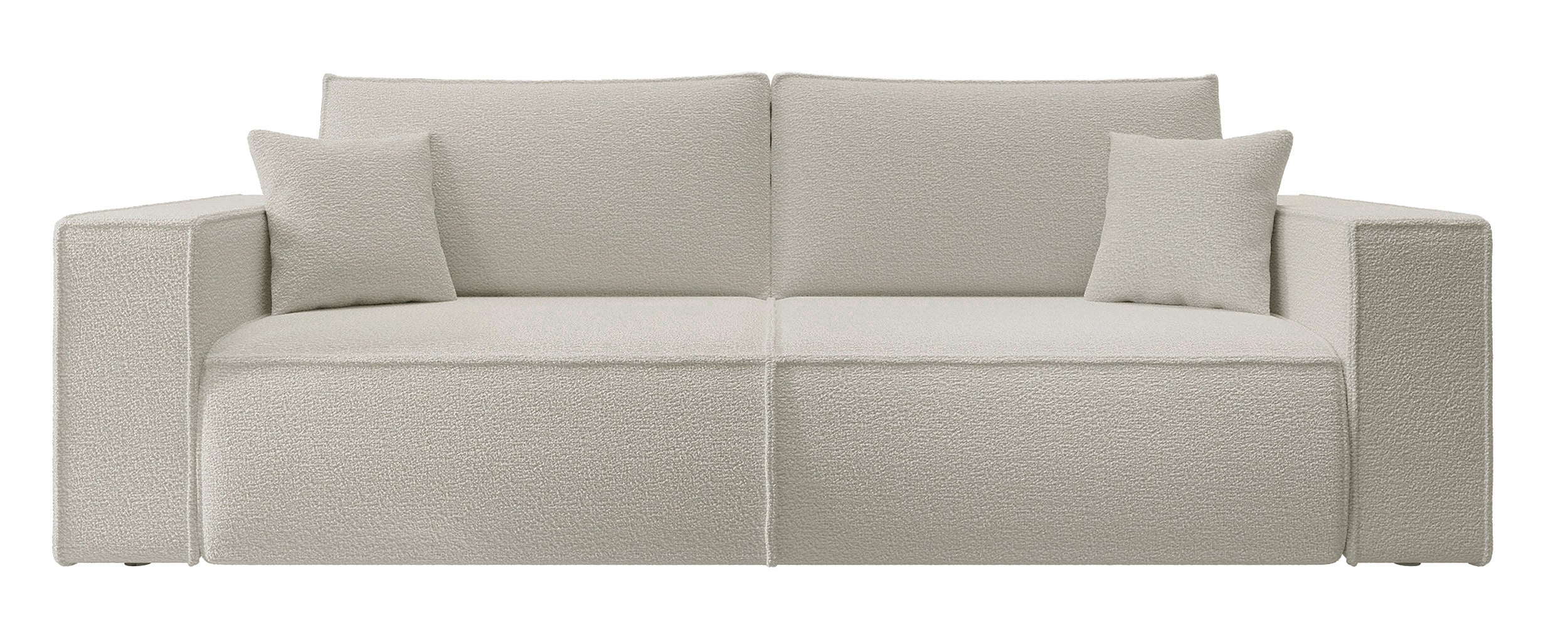 Dreisitziges ausklappbares Sofa Farese mit Stauraum, beige Bouclé
