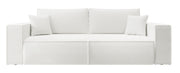 Dreisitziges Schlafsofa Farese mit Stauraum, cremefarbenes Bouclé