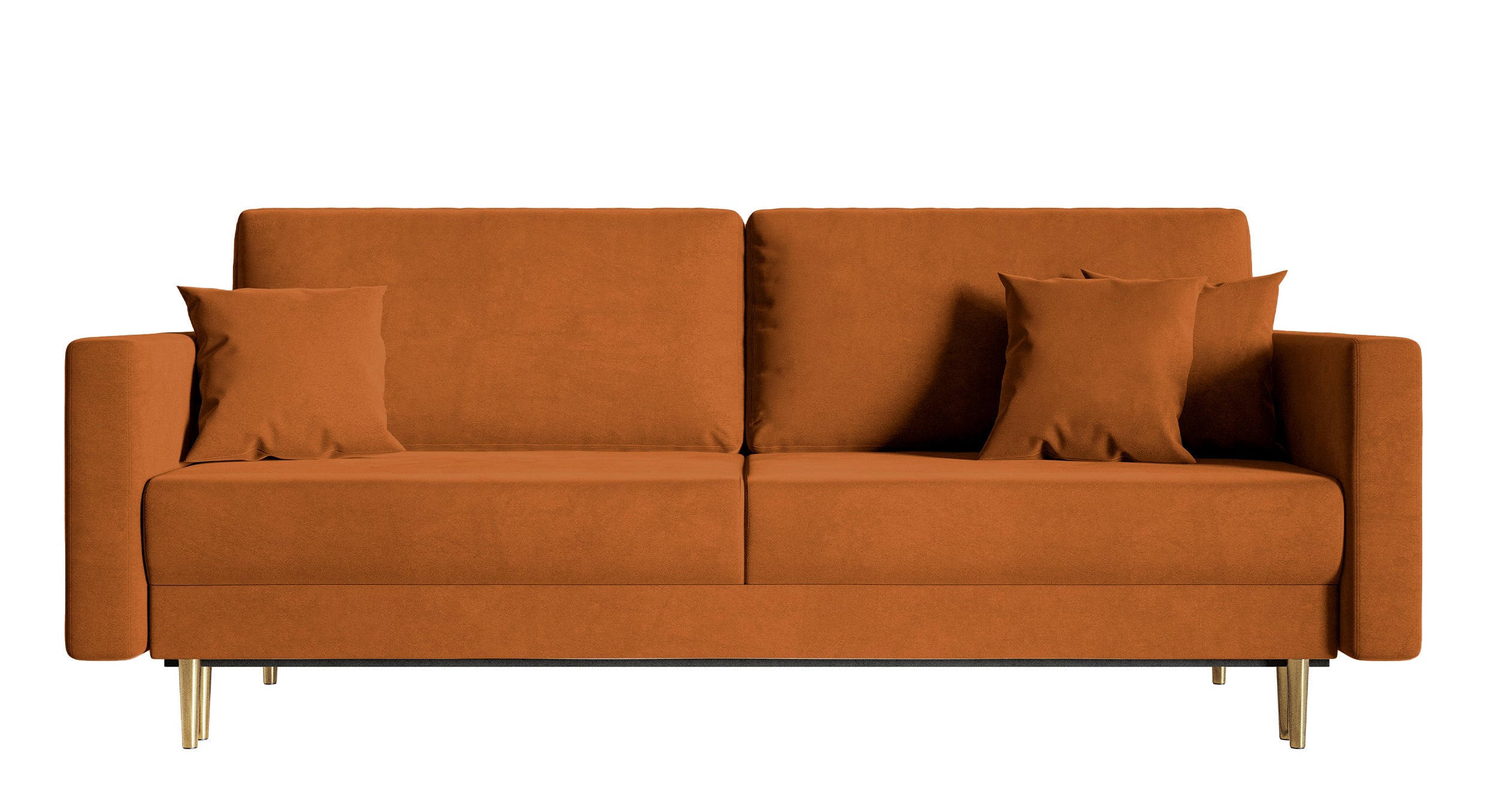 Dreisitziges ausklappbares Sofa Valico in kupferfarbenem Samt, wasserabweisend
