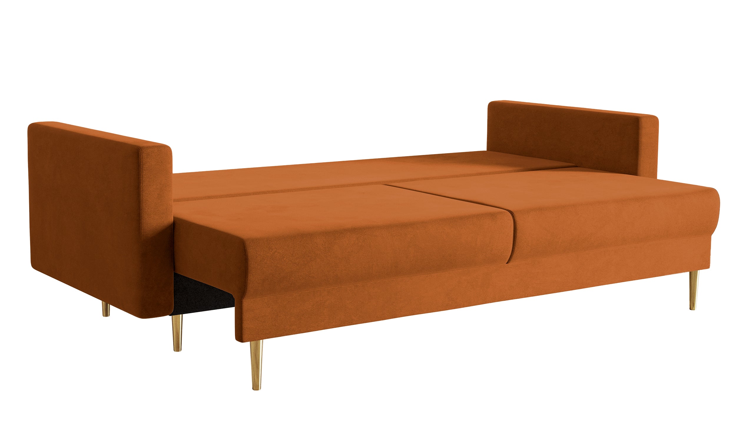Dreisitziges ausklappbares Sofa Valico in kupferfarbenem Samt, wasserabweisend