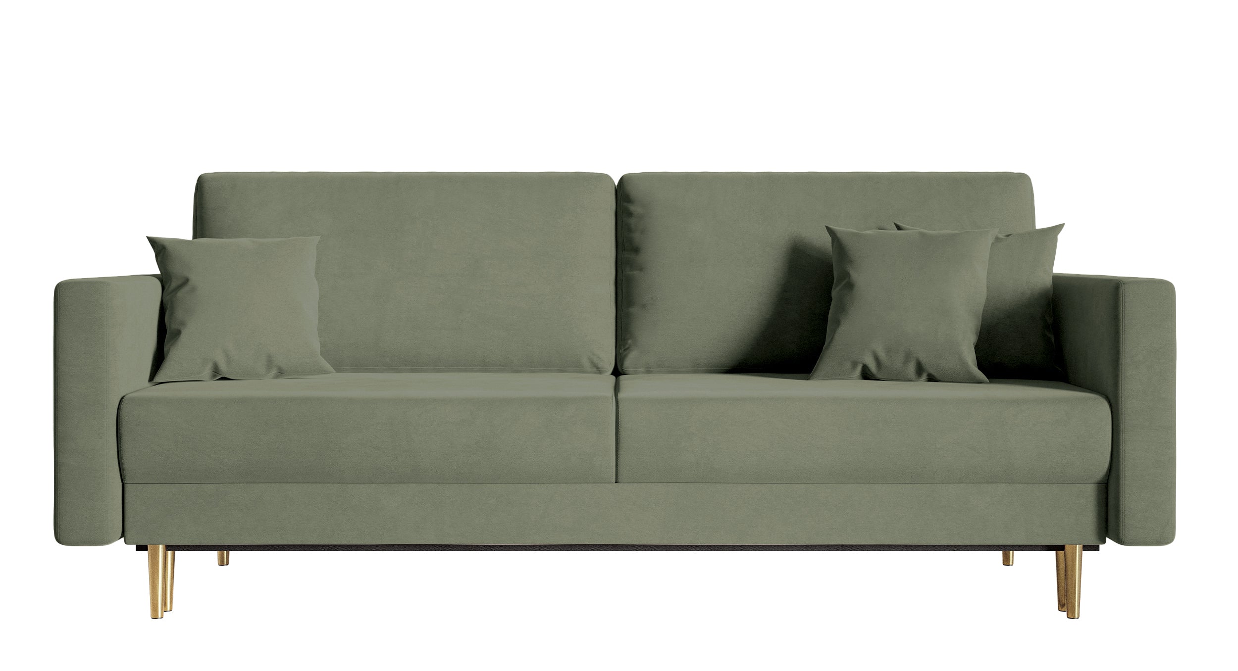 Dreisitziges ausklappbares Sofa Valico in Salbeigrün, samtig, wasserabweisend