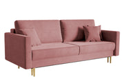 Dreisitziges ausklappbares Sofa Valico, rosa Samt, wasserabweisend