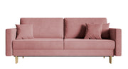 Dreisitziges ausklappbares Sofa Valico, rosa Samt, wasserabweisend